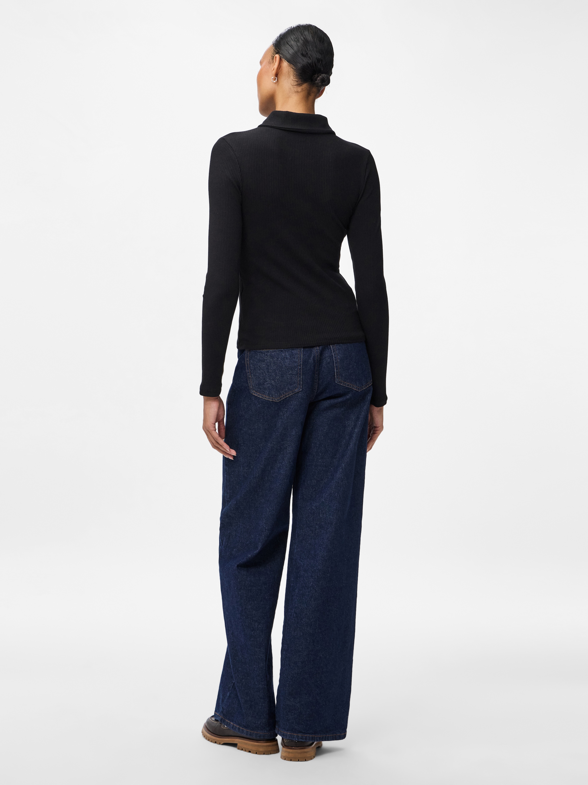 pieces Langarm-Poloshirt »PCKITTE LS POLO TOP JRS NOOS« mit gerippter Struktur