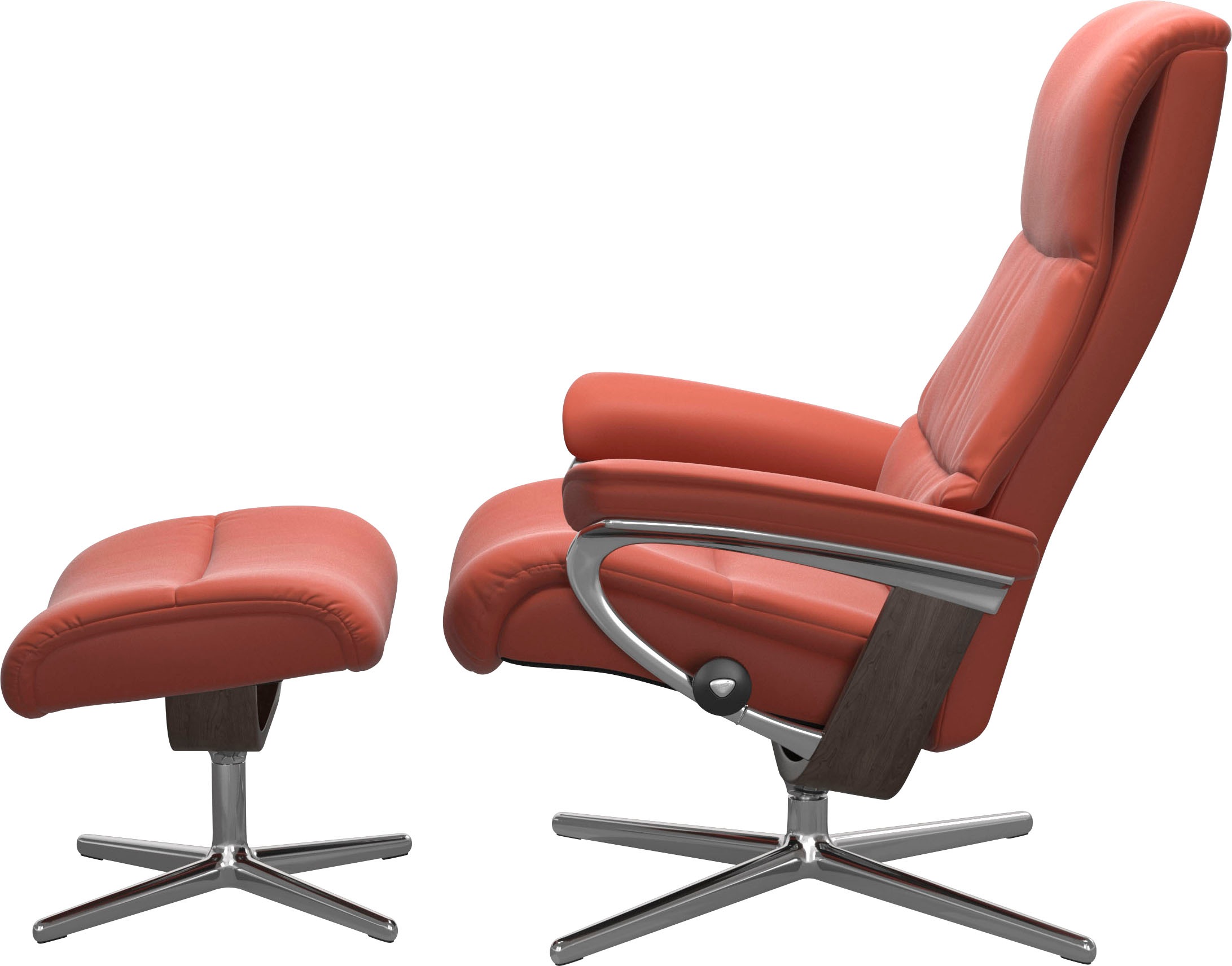 Stressless® Relaxsessel »View«, (Set, Relaxsessel mit Hocker), mit Hocker, mit Cross Base, Größe S, M & L, Holzakzent Wenge