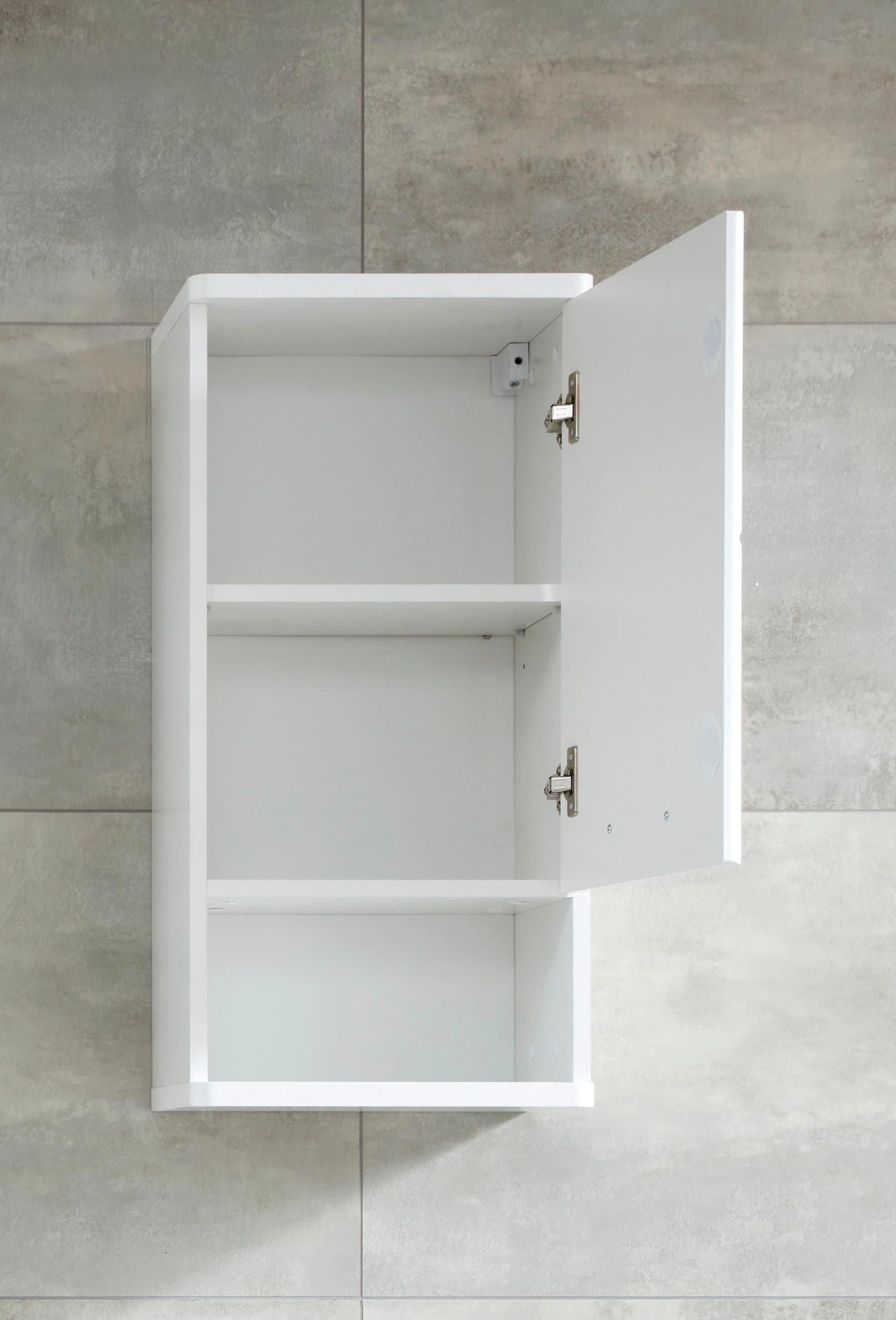 welltime Hängeschrank »Mora«, Badschrank in Weiß Hochglanz mit Ablagefach - Maße (B/T/H) 37/28/76 cm