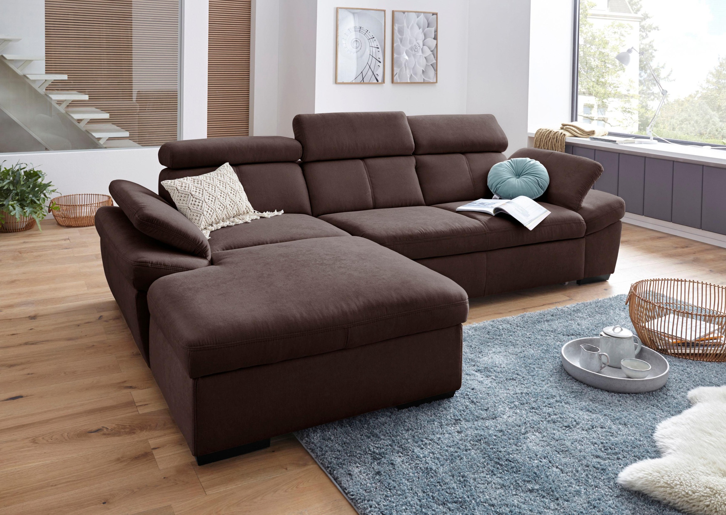 exxpo - sofa fashion Ecksofa »Salerno, inkl. Kopf- und Armteilverstellung, günstig online kaufen