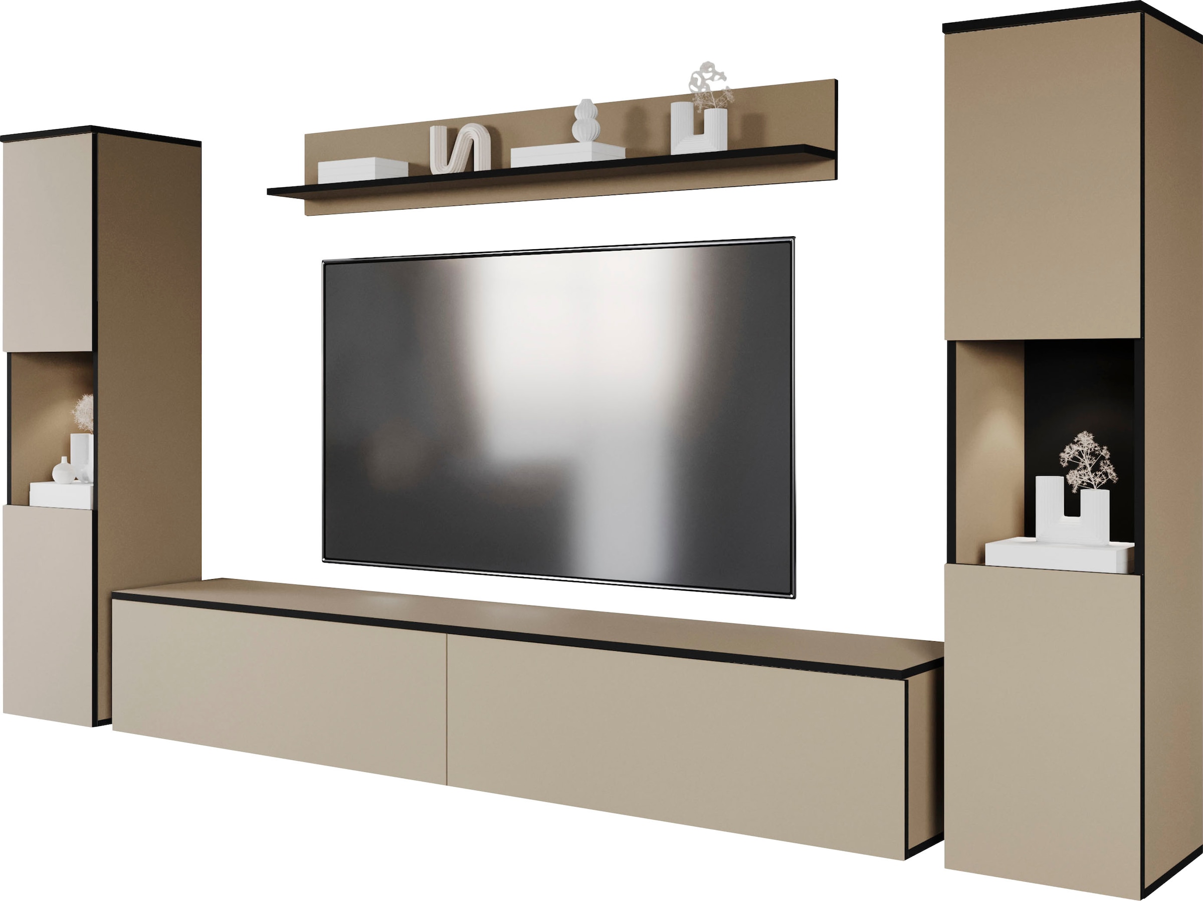 INOSIGN Wohnwand »PARIS, Vitrine Türanschlag links/rechts wechselbar«, (Kom günstig online kaufen
