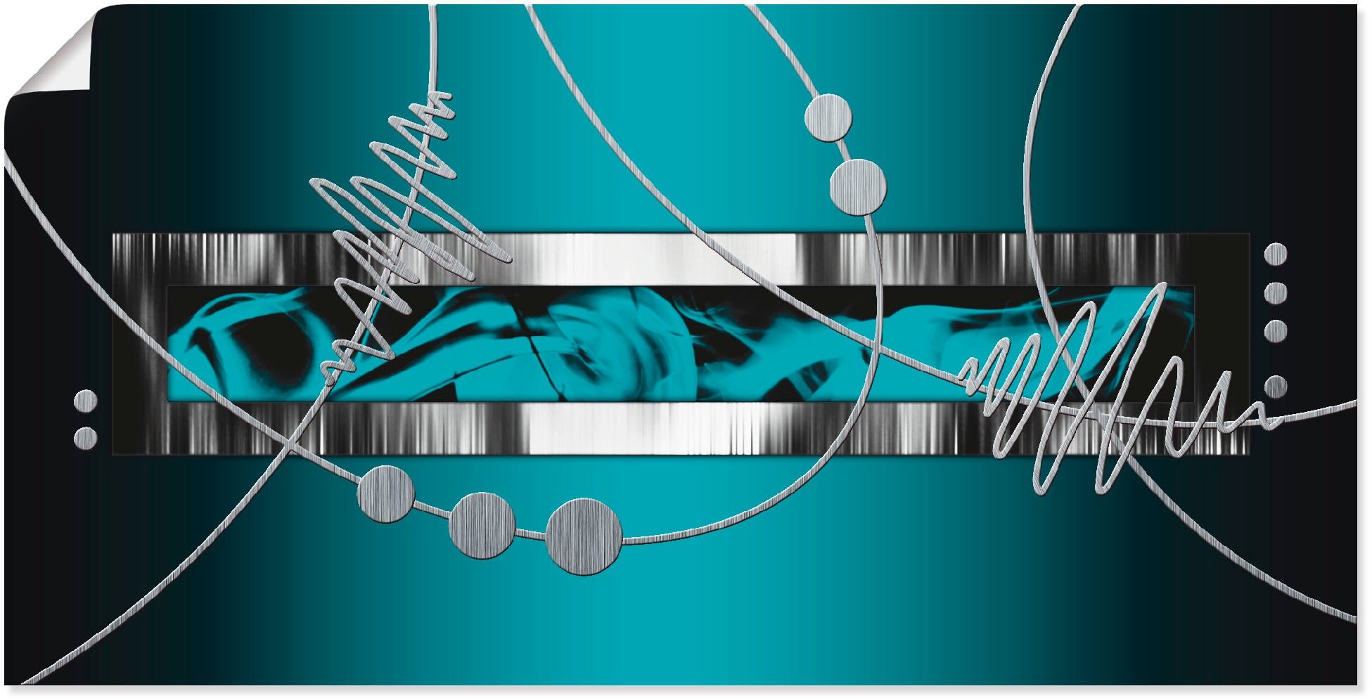 Artland Wandbild »Silber abstrakt auf petrol« Gegenstandslos 1 Stk. tlg. als Alubild, Leinwandbild, Poster in verschied. Größen