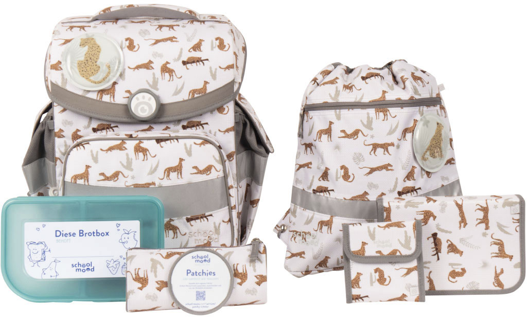 School-Mood® Schulranzen »Timeless, Nordic Collection, Leopard« Retroreflektierende Flächen Aus Recyceltem Material