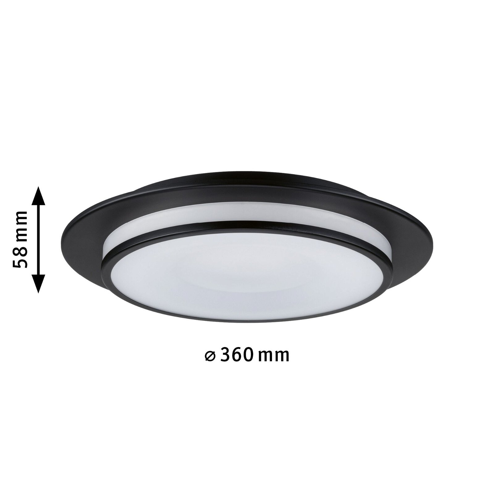 Paulmann LED Deckenleuchte »Egron 15W 360 mm Schwarz 230V 2700K Metall/Kunststoff«, 1 flammig, 3-step-dimmbar