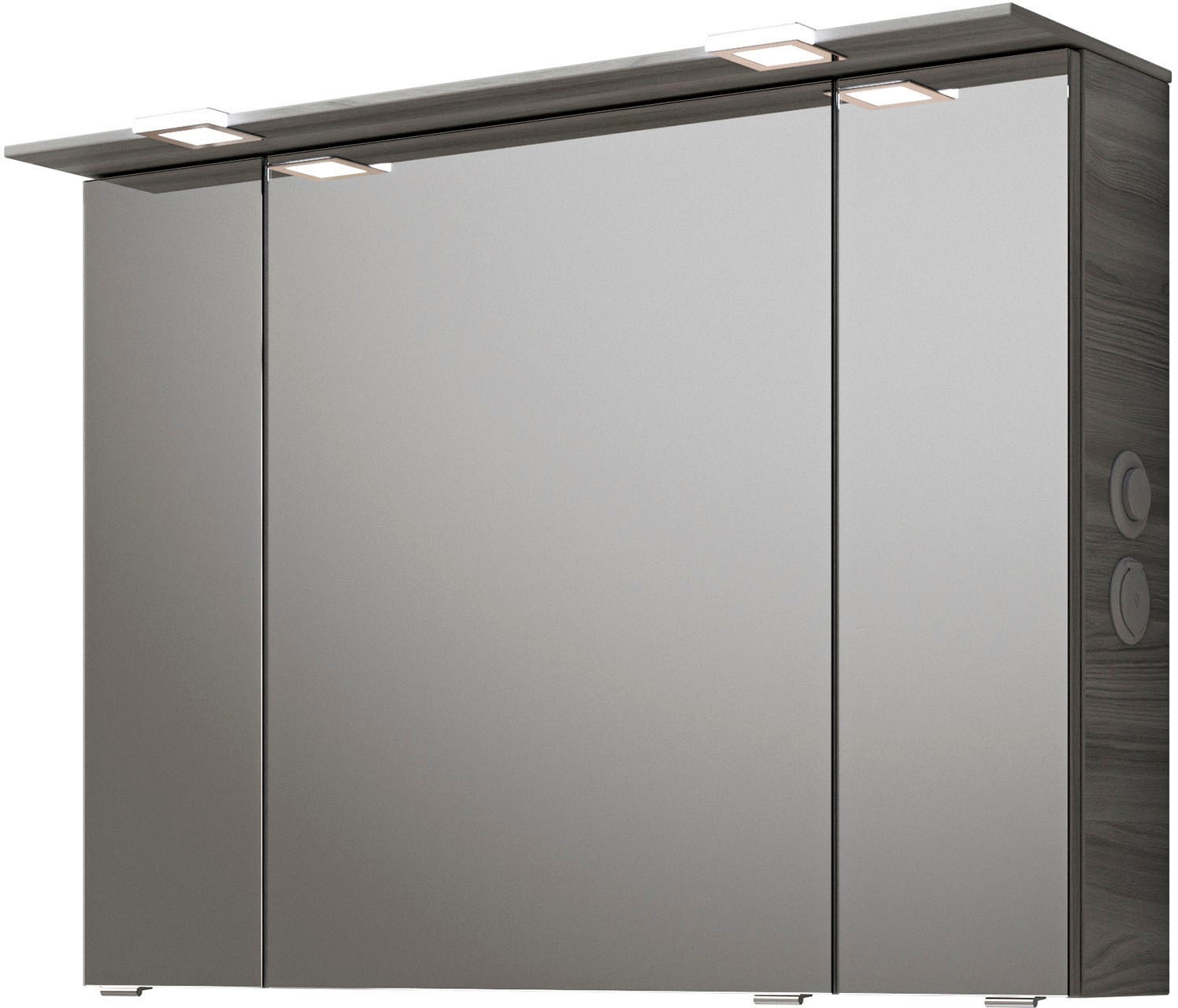 Saphir Badmöbel-Set »Serie 6025 2-teilig Mineralmarmor-Waschtisch mit LED-Spiegelschrank«, (2 St.), Waschplatz 97 cm breit, 2 Schubladen, 3 Spiegel-Türen, inkl Türdämpfer