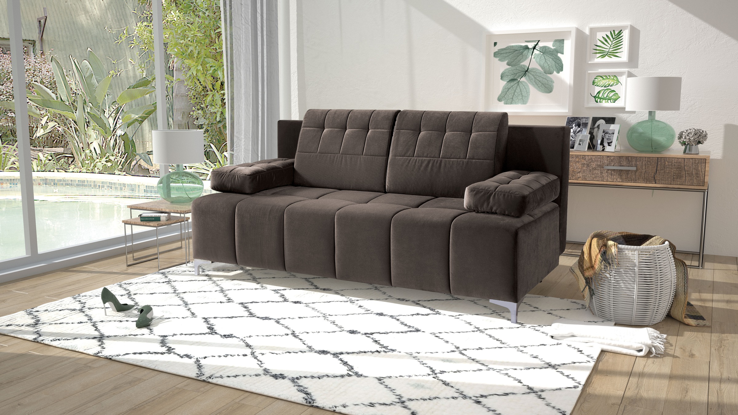 exxpo - sofa fashion 3-Sitzer »Sinus Schlafsofa, Dauerschläfer, Bettkasten, günstig online kaufen