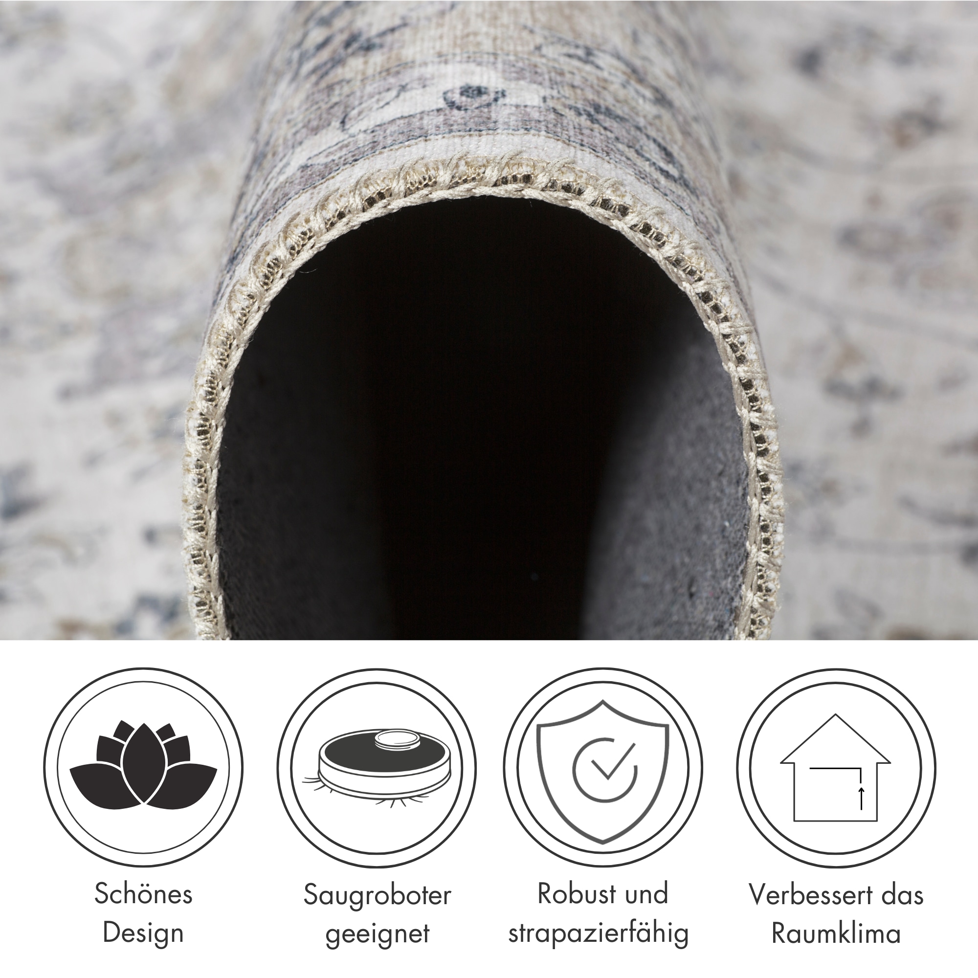 LUXOR living Teppich »Prima 3«, rund, 7 mm Höhe, Kurzflor, Orient-Optik, Vintage Design