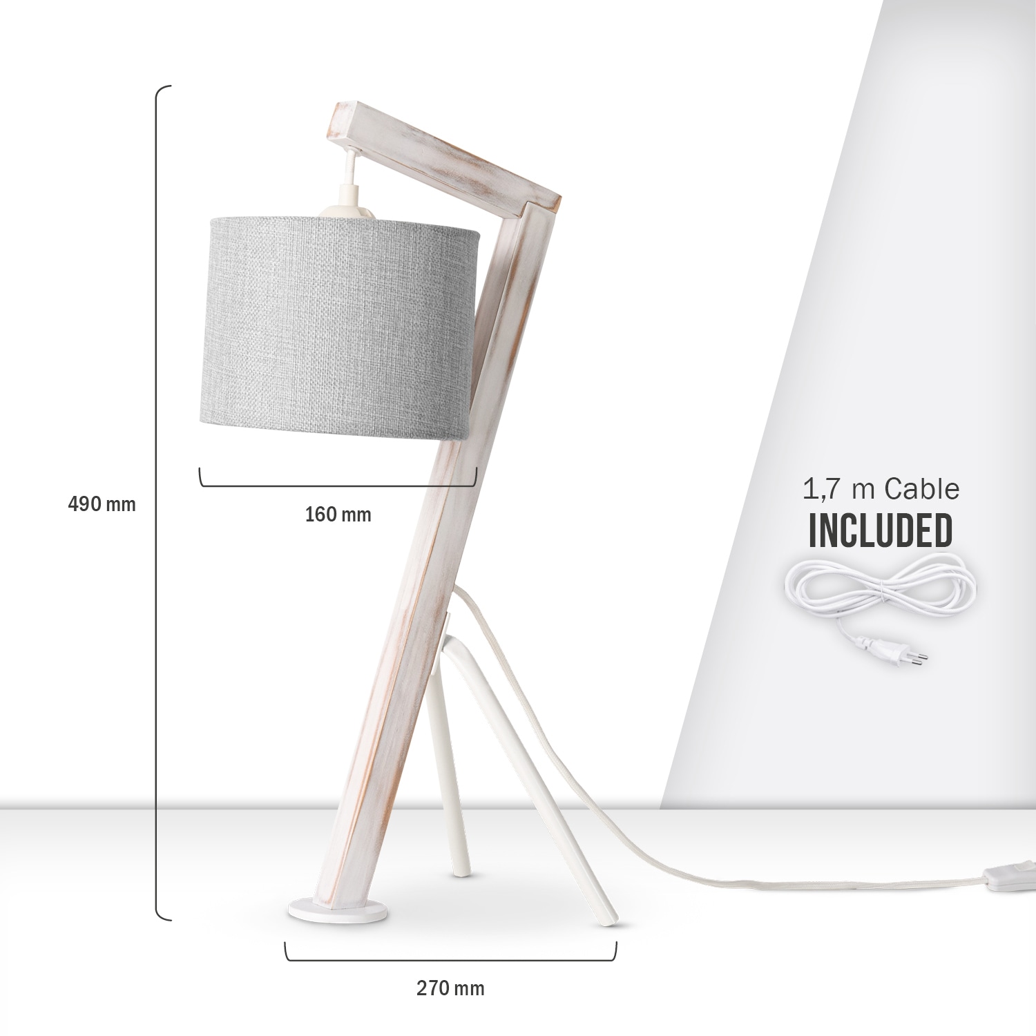 Paco Home Tischleuchte »GALLOW« E27 Schreib Holz Dreibein Vintage E27 Galgen Modern Höhe 49cm