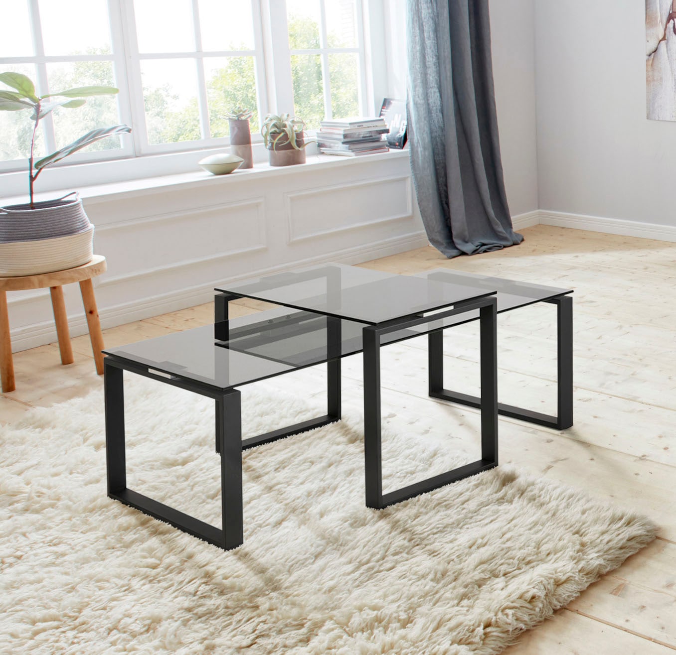 ACTONA GROUP Couchtisch »Karolina«, (Set, 2 St.), aus rauchfarbigen Glas un günstig online kaufen