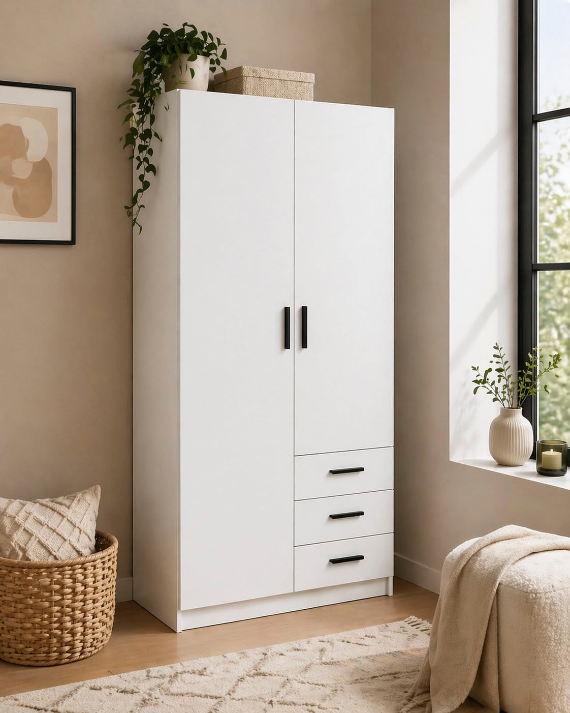 Home affaire Kleiderschrank »Sprint, viel Stauraum, robuste Qualität, 3 Breiten 98, 147, 195 cm« Breite 98,5/147 oder 195,5 cm, je mit Einlegeböden und Kleiderstange