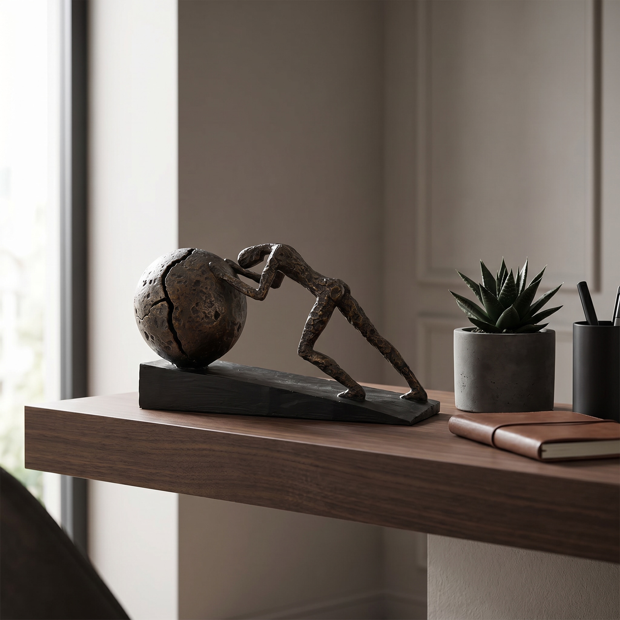 Casablanca by Gilde Dekofigur »Skulptur Heavy Ball« Dekoobjekt, Höhe 22 cm, mit Spruchanhänger, Wohnzimmer
