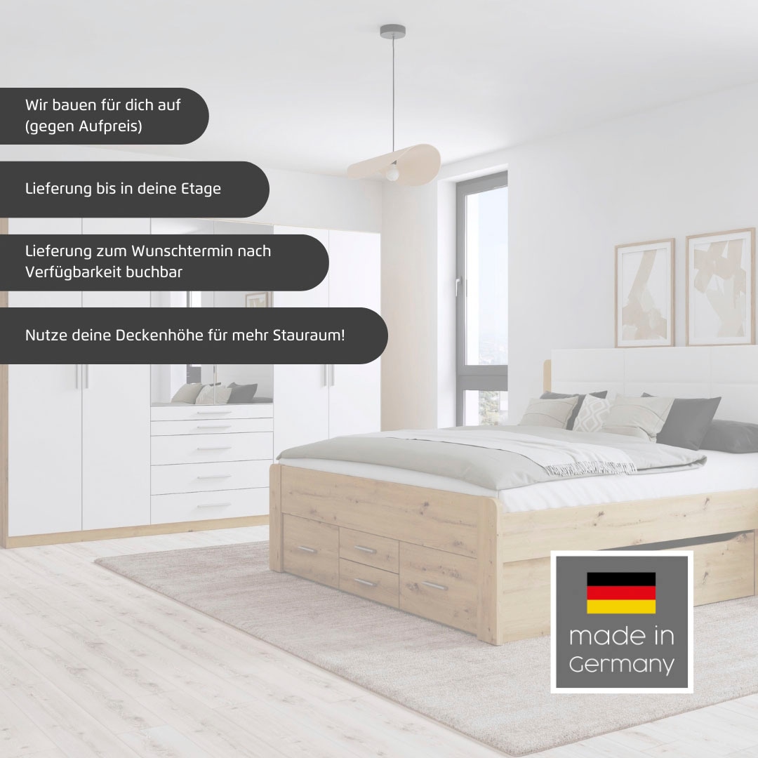 rauch Bettanlage »Doppelbett Komfortbett Funktionsbett WEINGARTEN« Set, Liegefläche 180x200, B/H/T/: 265/118/210 cm, 3 tlg. tlg. 6 Bettschubladen mit viel Stauraum, 2 Hängenachttische MADE IN GERMANY