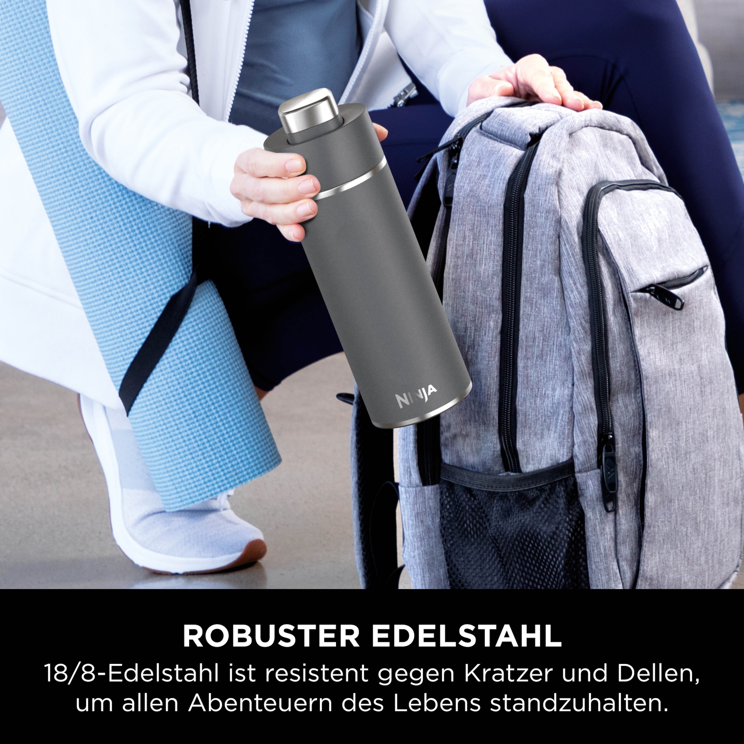 NINJA Isolierflasche »Ninja Thirsti Reiseflasche – 530 ml DW1801EUU / 700 ml DW2401EUU«, Getränke bleiben 24 Stunden kalt, 12 Stunden heiß, Eis hält 2 Tage