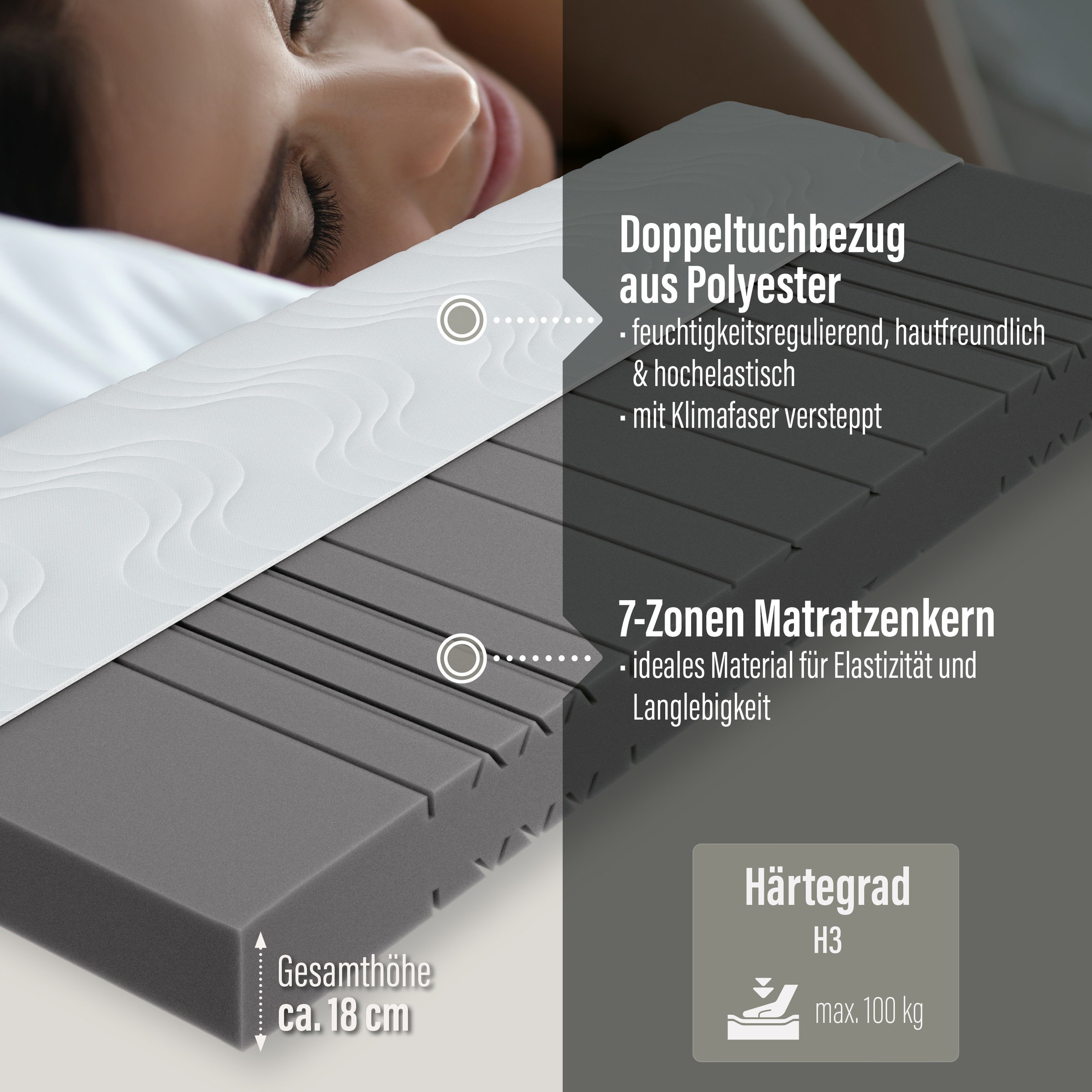 Beco Komfortschaummatratze »Marissa, 7 Zonen Matratze 90x200, 140x200 cm & günstig online kaufen