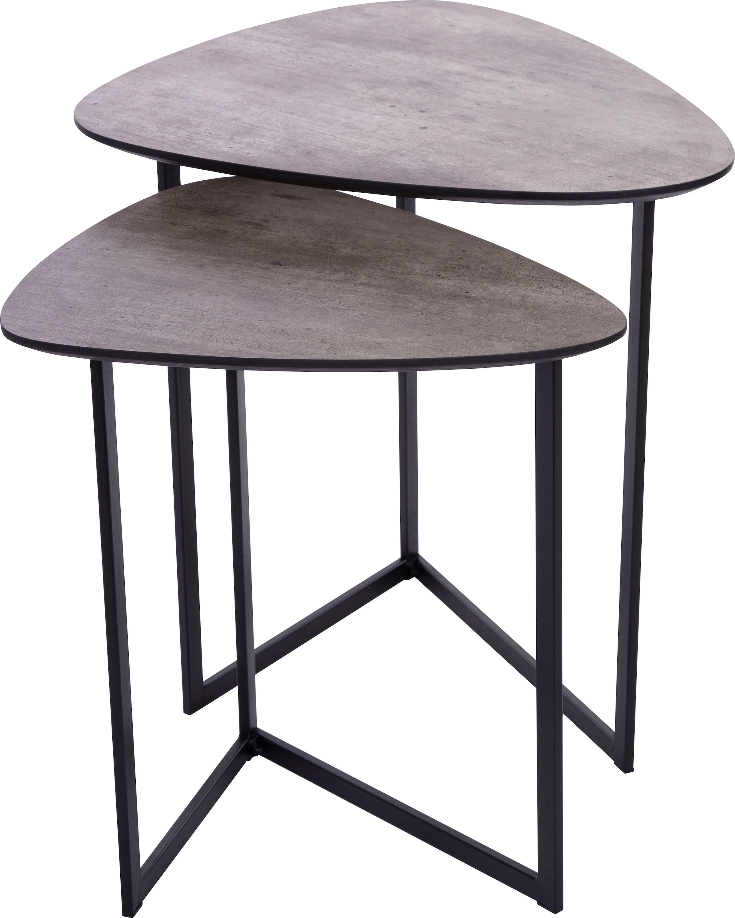 Home affaire Beistelltisch, Beistelltisch Set Oval, grau lackierter Tischplatte, Stabilem Gestell