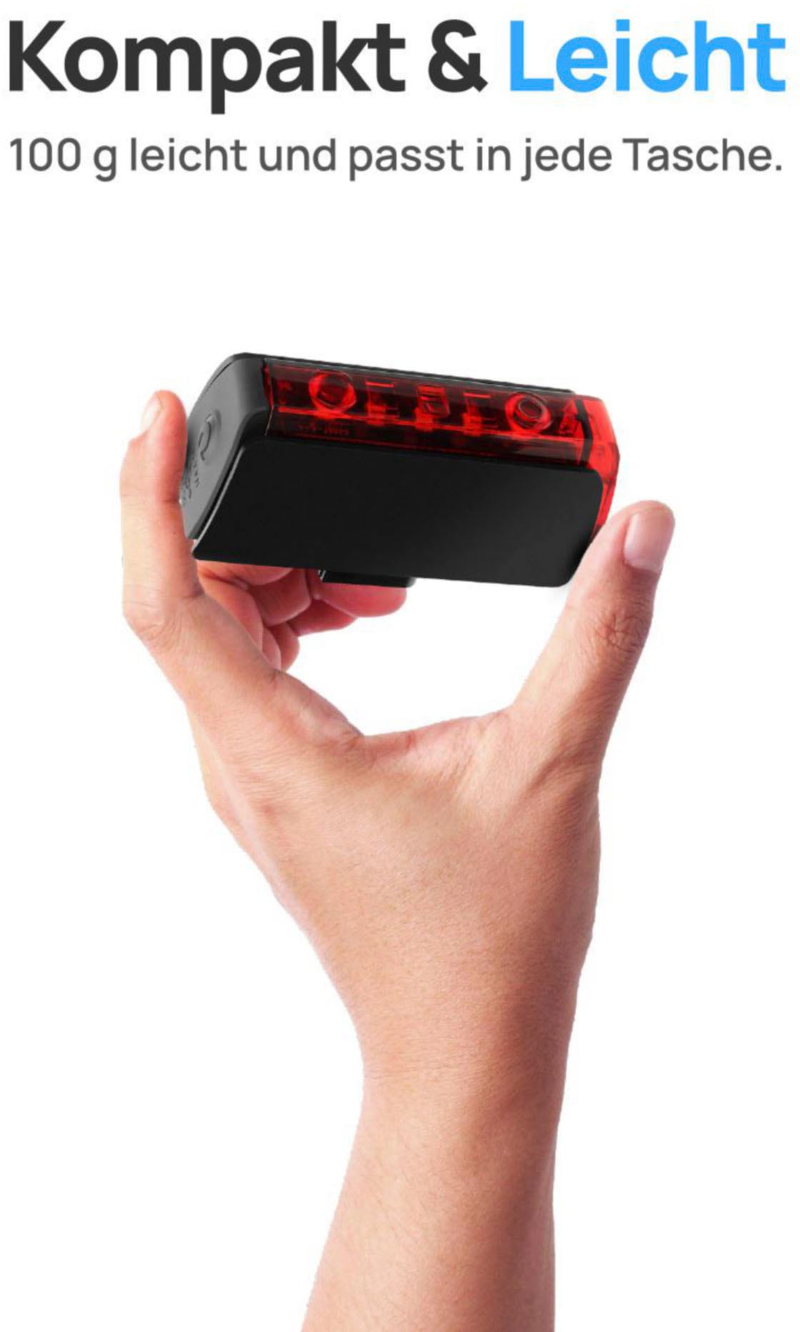 FISCHER Fahrrad Fahrrad-Rücklicht »LED-Akku Rücklicht TWIN STOP mit Bodenbeleucht. und Bremslichtfunktion«