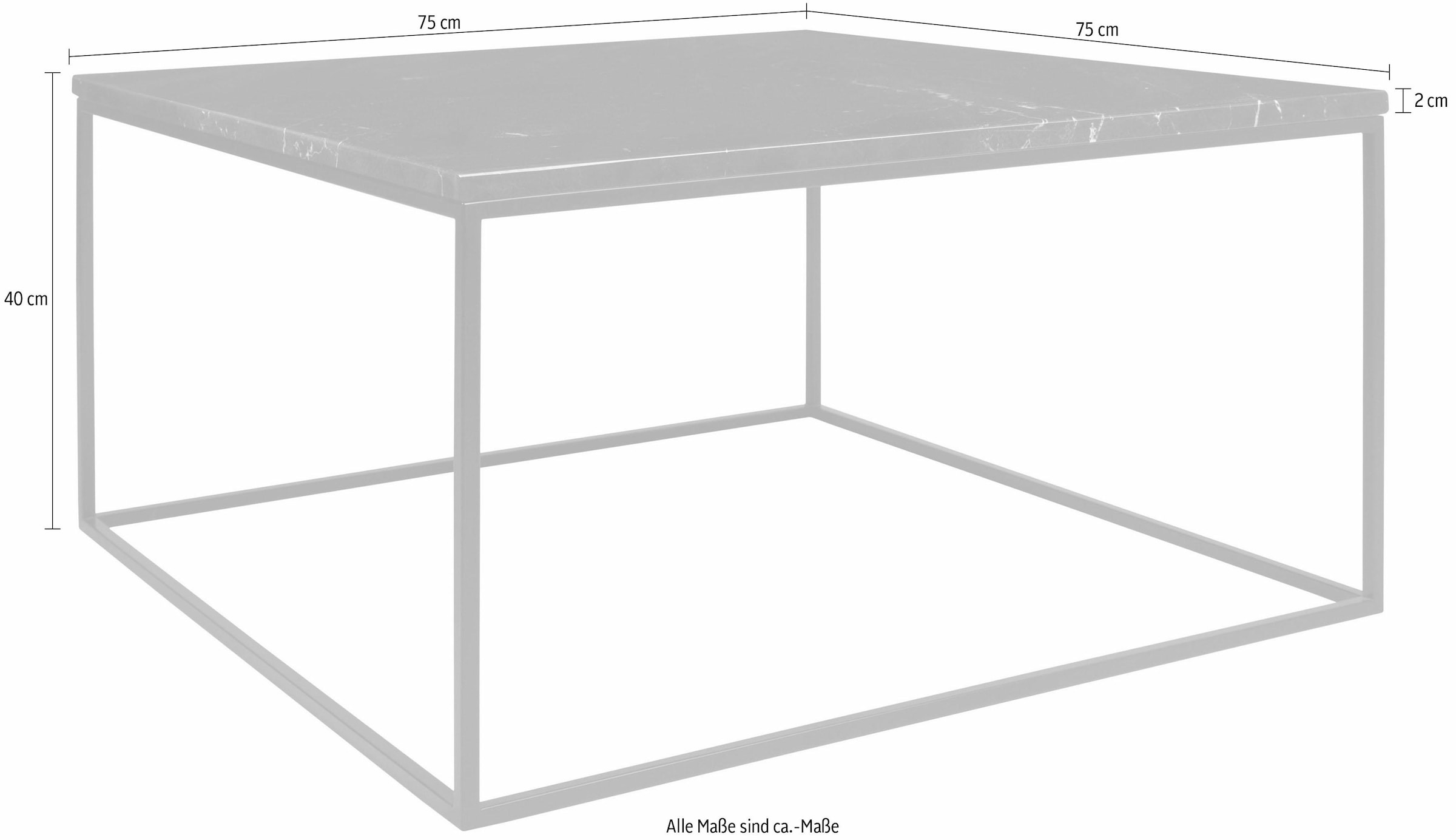 TemaHome Couchtisch »Gleam«, aus Marmor, wahlweise mit Gestell aus Chrom oder schwarzem Metall