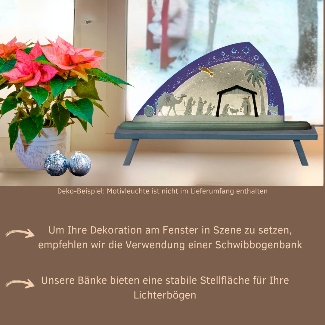 Weigla Schwibbogen-Fensterbank »Weihnachtsdeko«, aus Holz, grau-lackiert, Höhe ca. 11 cm
