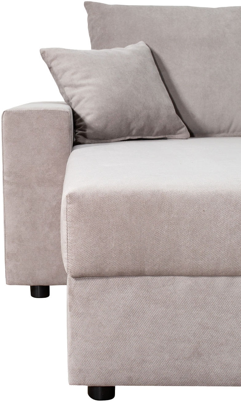 COLLECTION AB Wohnlandschaft »Pico U-Form, Breite 252, mit Schlaffunktion, Bettkasten & Zierkissen«, Liegefläche 117x220 cm