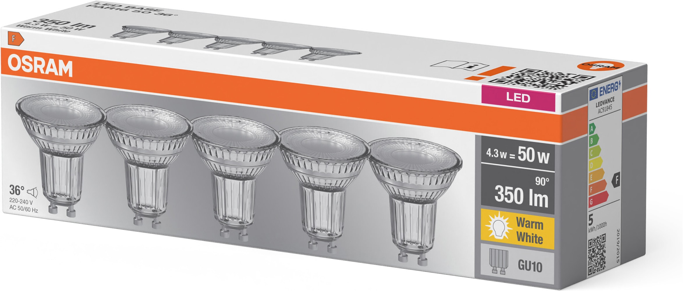 Osram LED-Leuchtmittel »LED-Reflektorlampe« GU10 5 Stk. Warmweiß