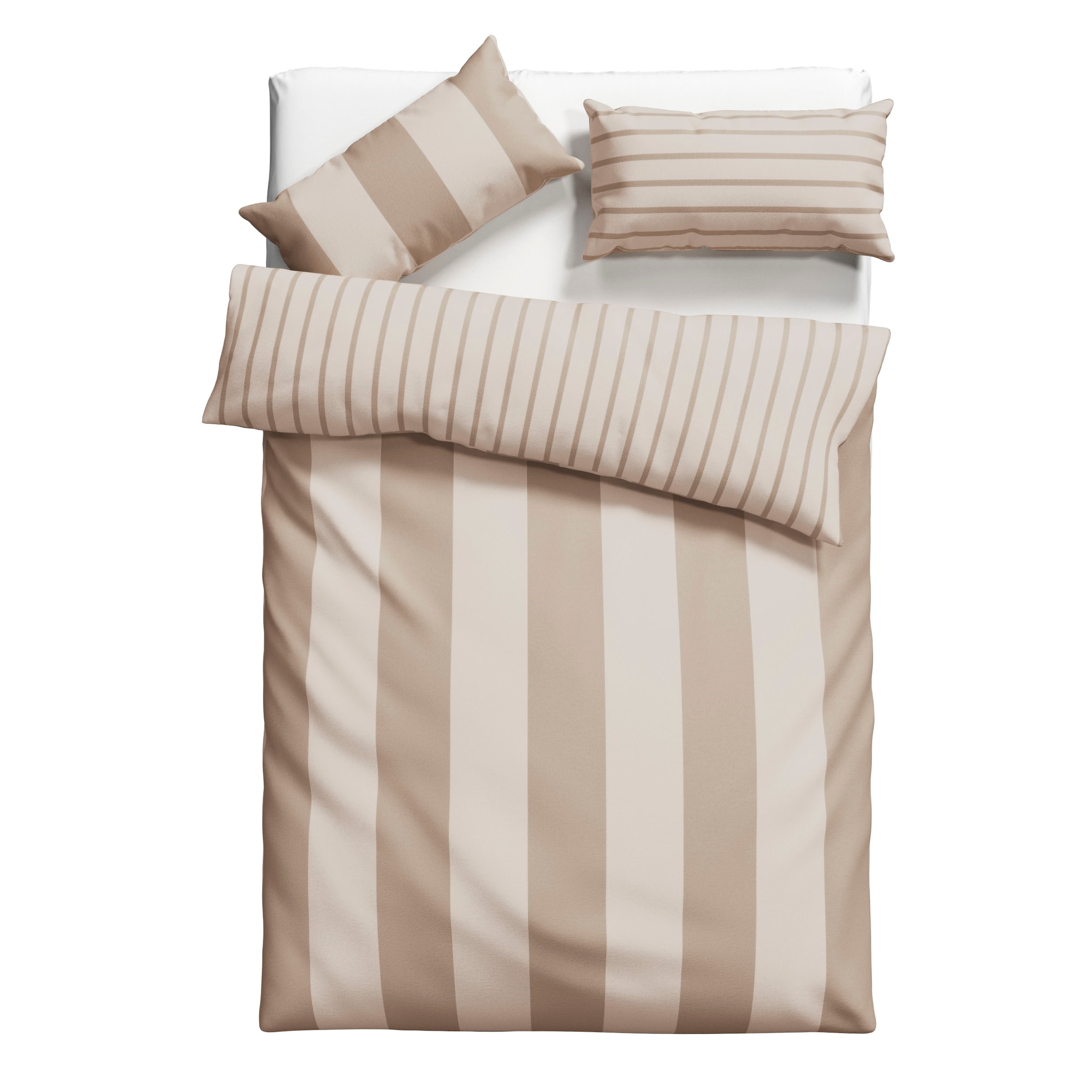 Otto Home Bettwäsche "Sari in verschiedenen Qualitäten", beige, B/L: 135cm x 200cm, 1 Stk., 1 Stk., Flanell, B/L: 80cm x 40cm, 2