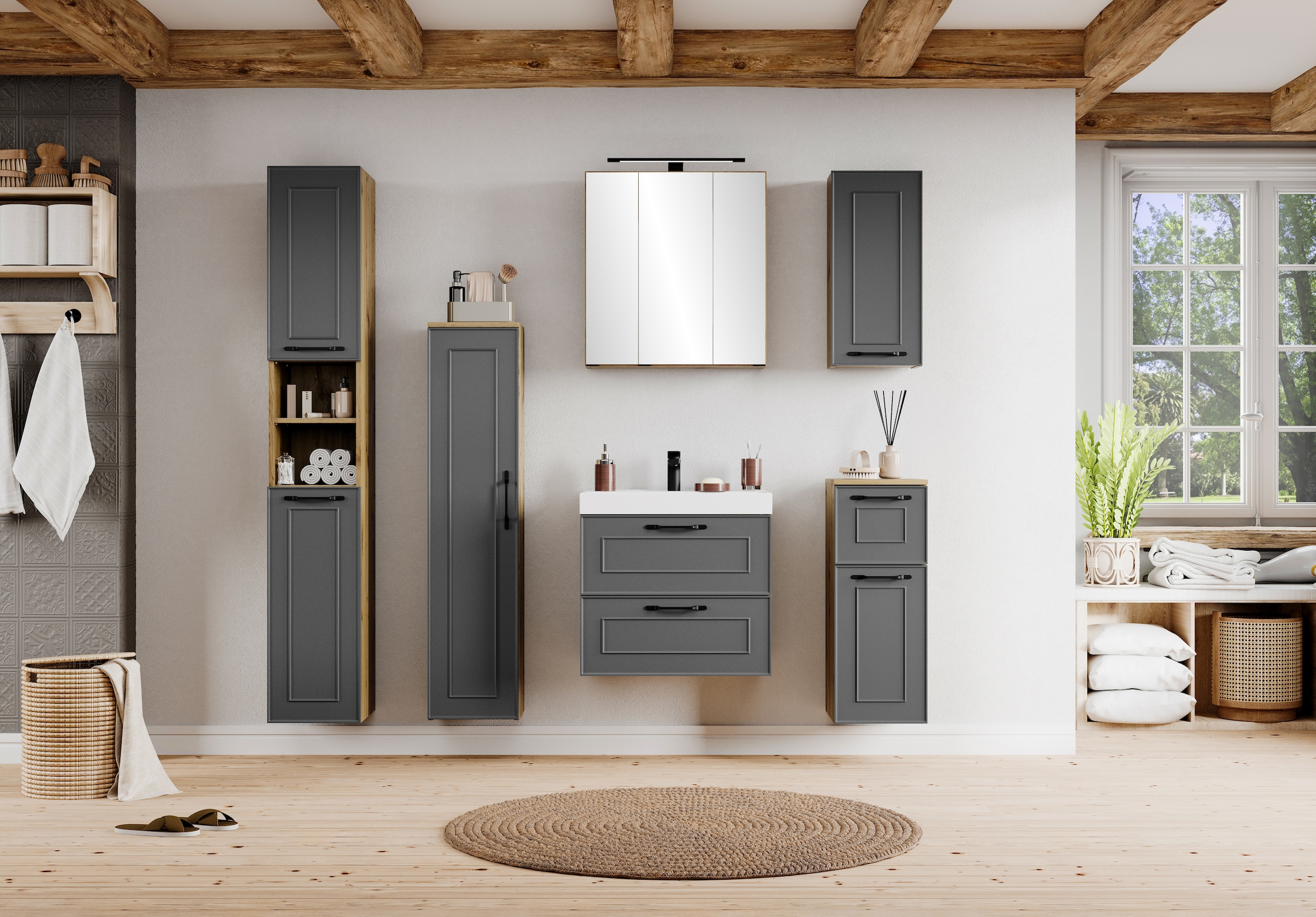 welltime Badezimmerspiegelschrank »CADIZ, gedämpfte Scharniere« Rundumsicht, dank besonderer Klapptechnik