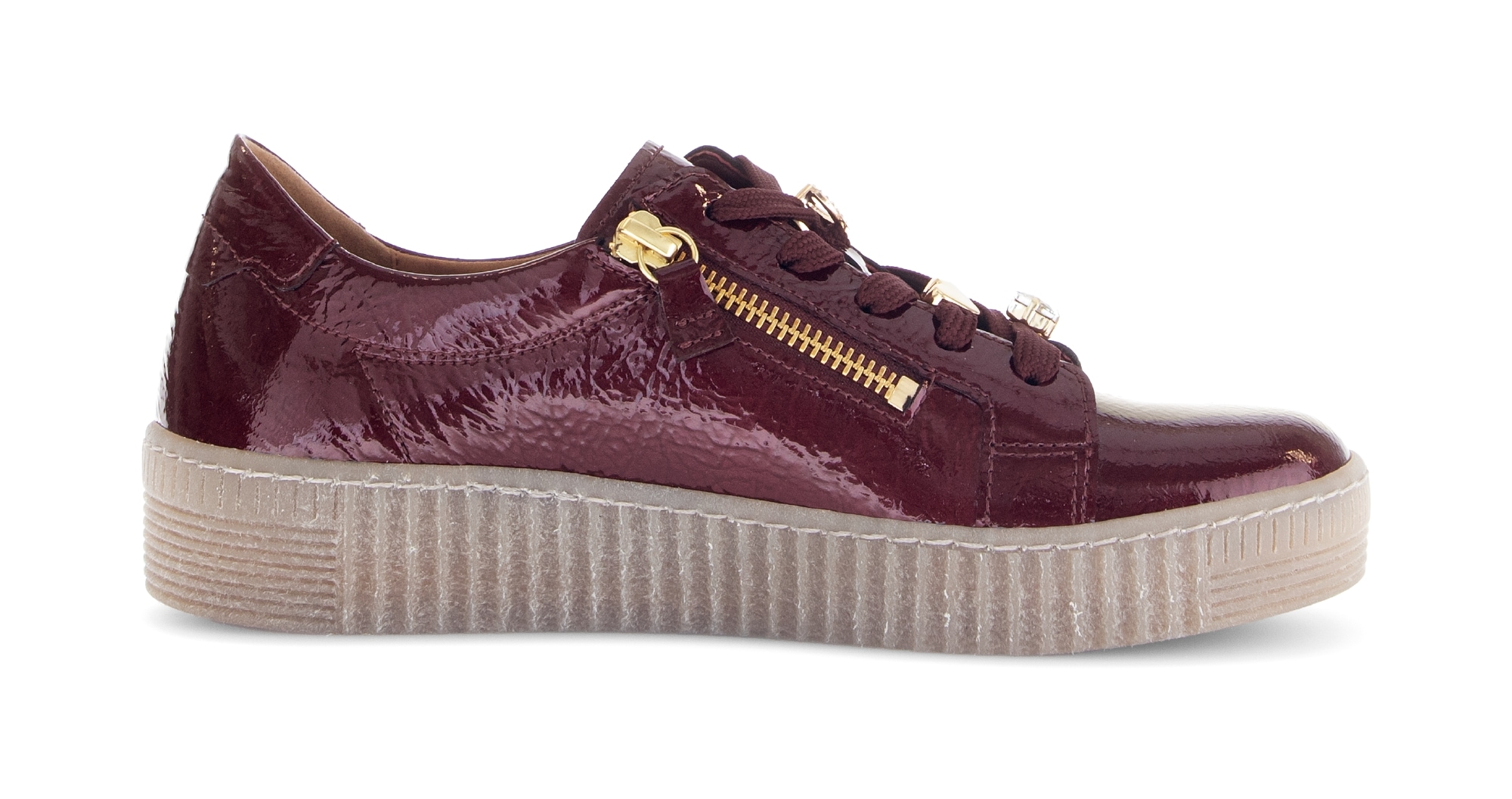 Gabor Plateausneaker, Freizeitschuh, Halbschuh, Schnürer mit edlen Schmuck-Motiven
