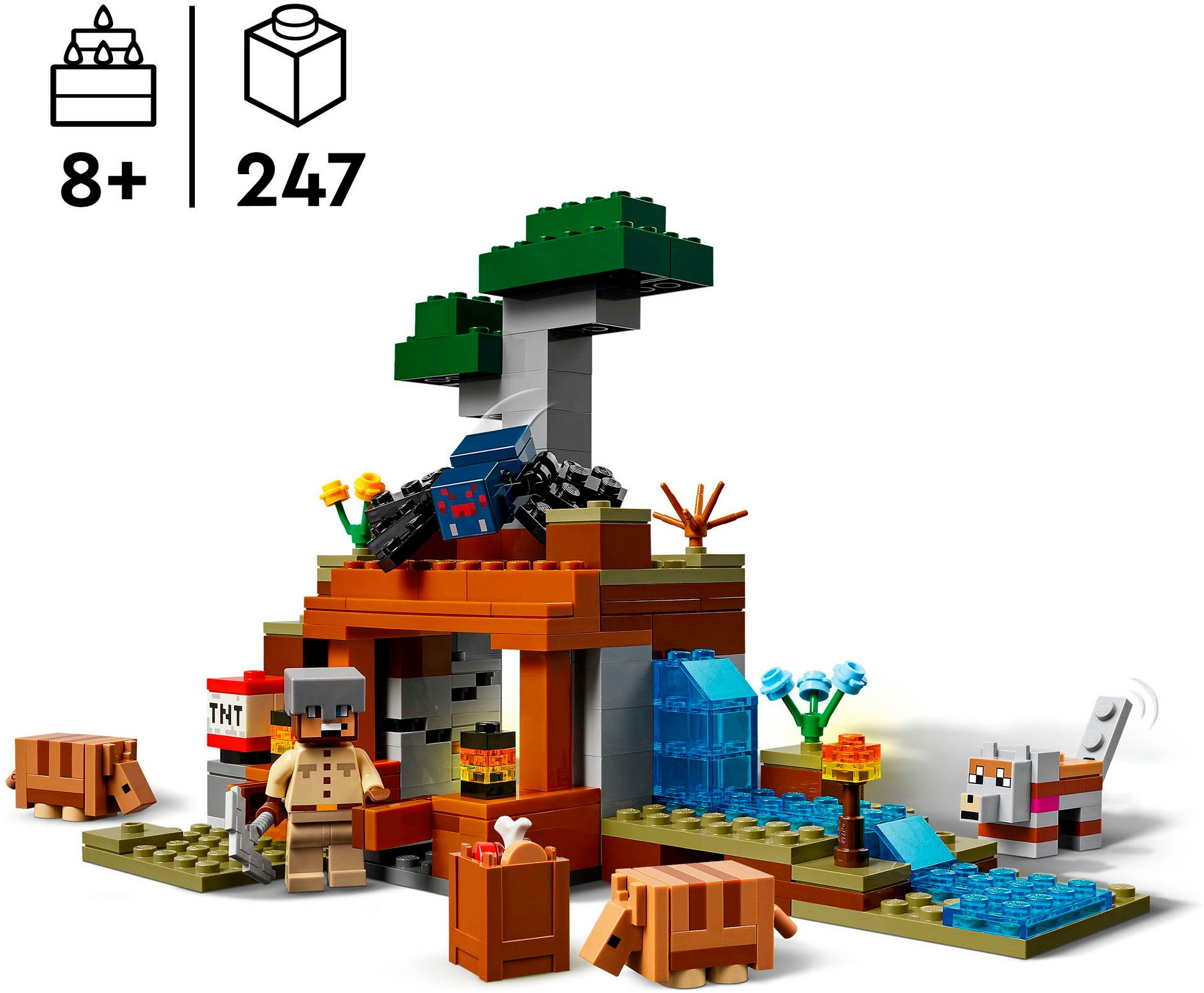 LEGO® Konstruktionsspielsteine »Die Expedition zur Gürteltiermine (21269), LEGO Minecraft«, (247 St.), Made in Europe
