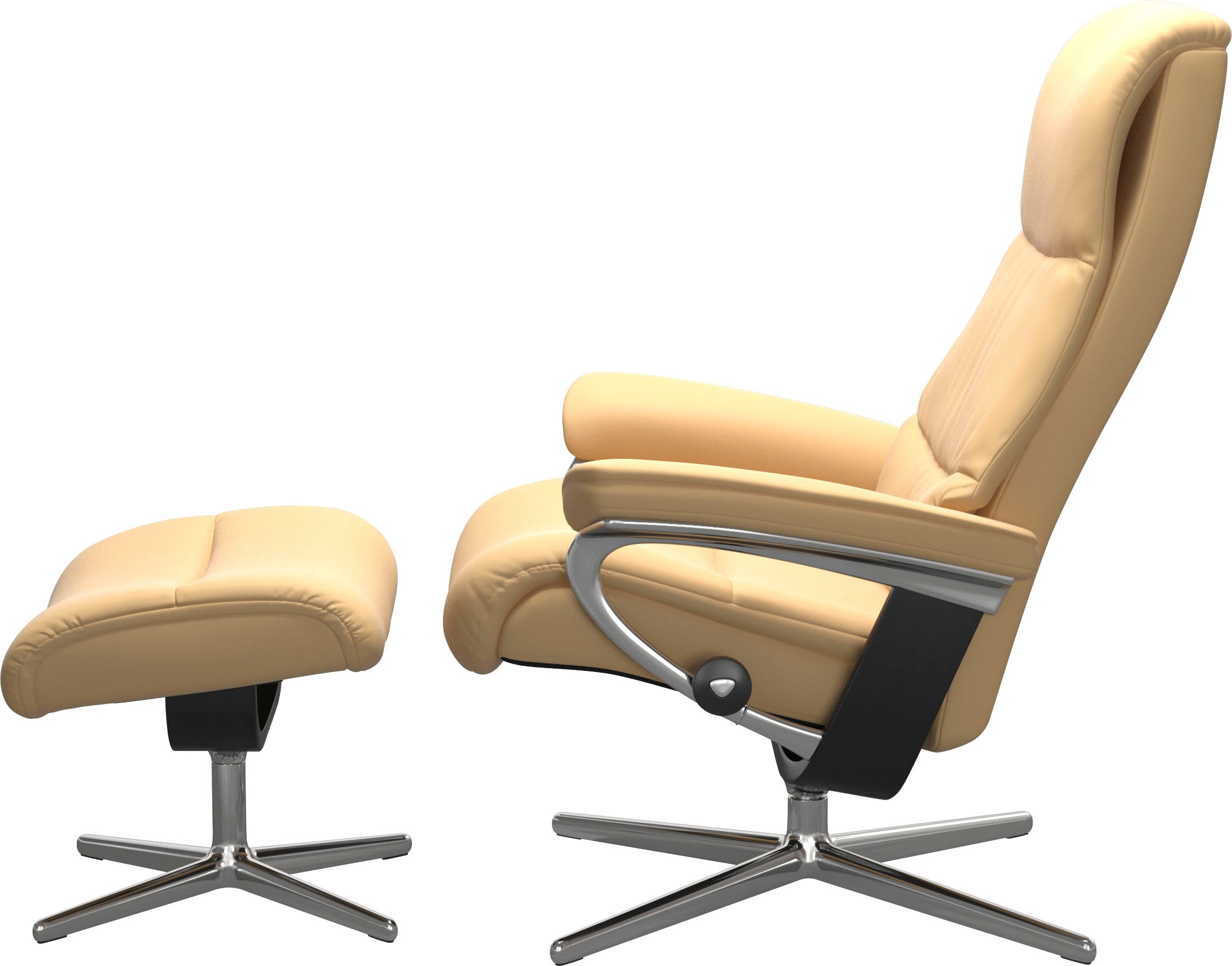 Stressless® Relaxsessel »View«, (Set, Relaxsessel mit Hocker), mit Hocker, mit Cross Base, Größe S, M & L, Holzakzent Schwarz