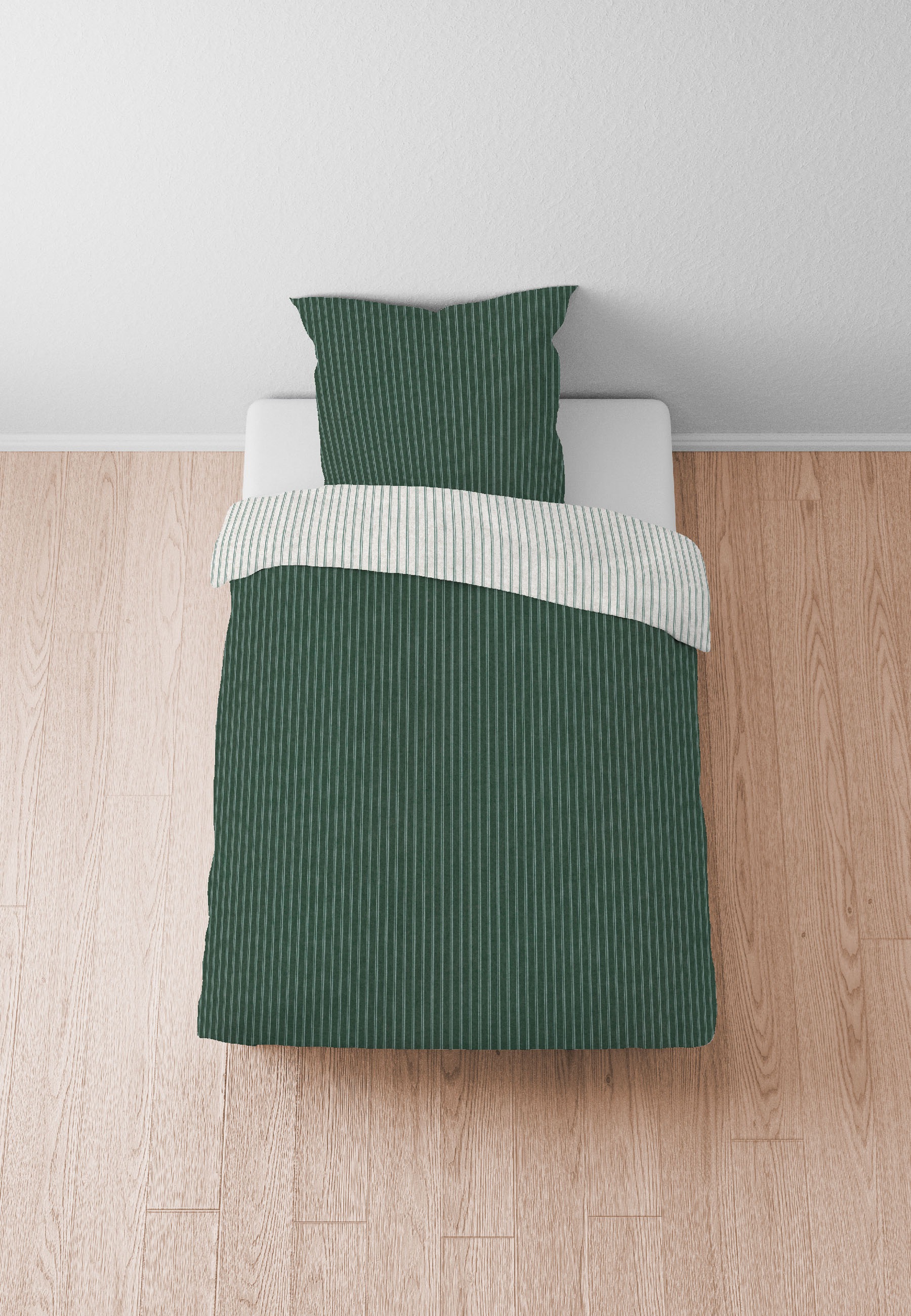 Biberna Wendebettwäsche »Tillmann« 2 Stk. kuschelig warm im Winter, gestreifte Bettwäsche mit Wendeoptik