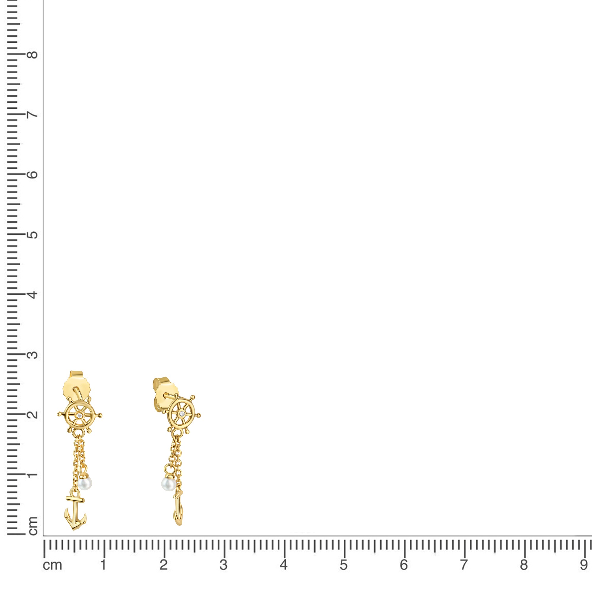 Vivance Paar Ohrhänger »925/- Sterling Silber vergoldet Anker und Rad mit Zirkonia«
