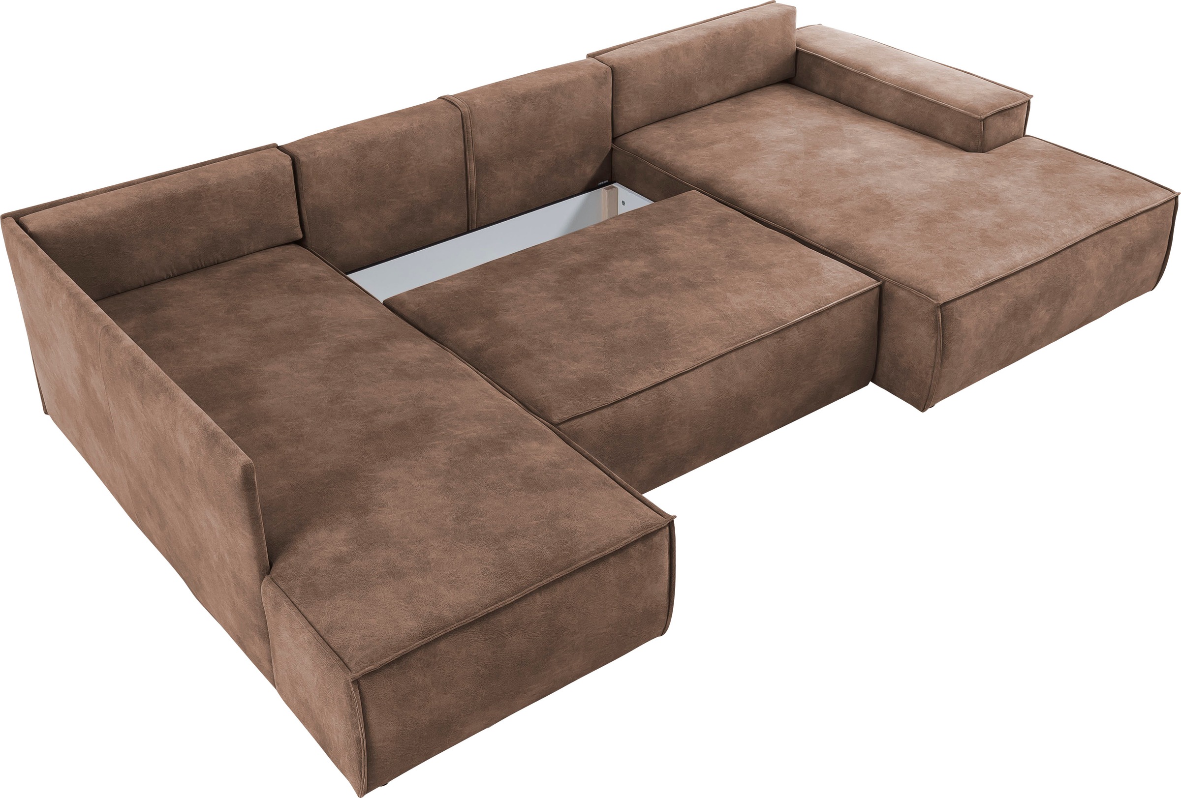 Home affaire Wohnlandschaft »SHERWOOD 329 cm, U-Form, Schlafsofa,«, Schlaffunktion m. Bettkasten (194x139 cm), Cord, Vintage, Samtvelours