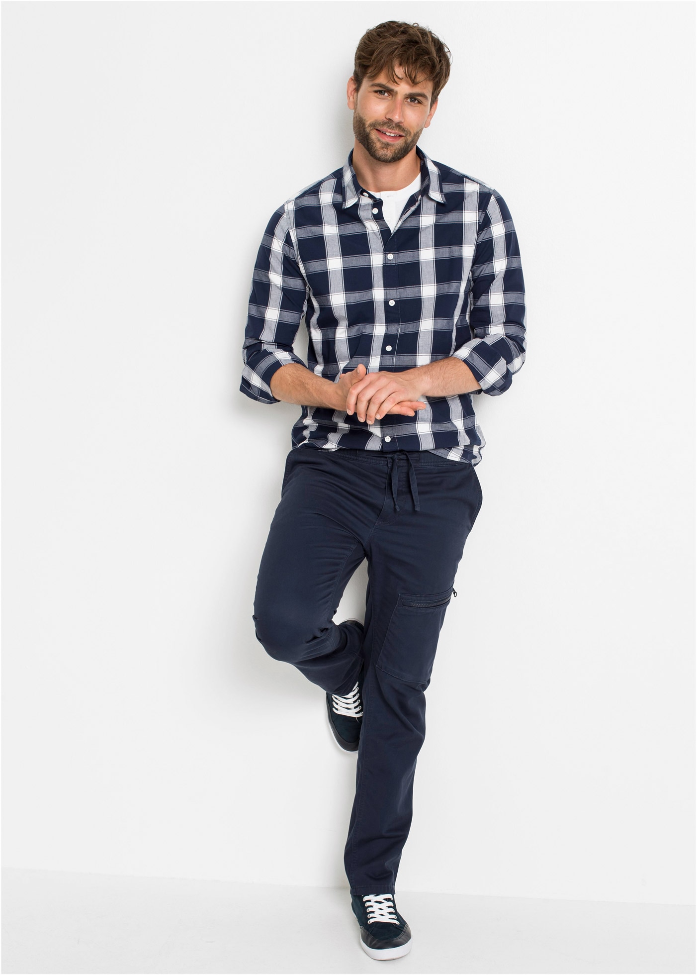 bonprix Langarmhemd »Langarmhemd aus reiner Baumwolle« mit Allover Karomuster