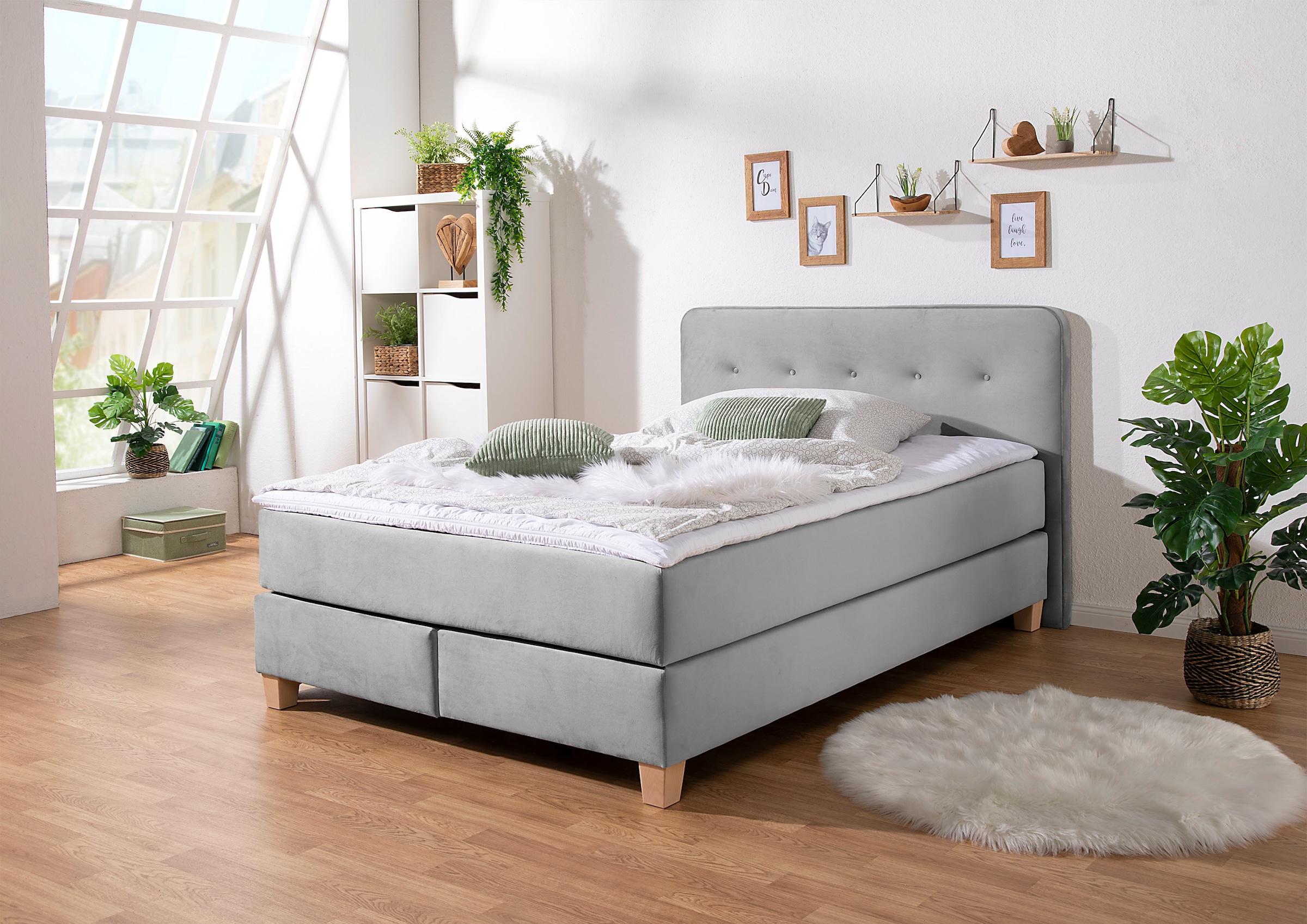 Home affaire Boxspringbett »Fargo«, in Überlänge 220 cm, mit Topper, 3 Ausführungen, 4, Breiten