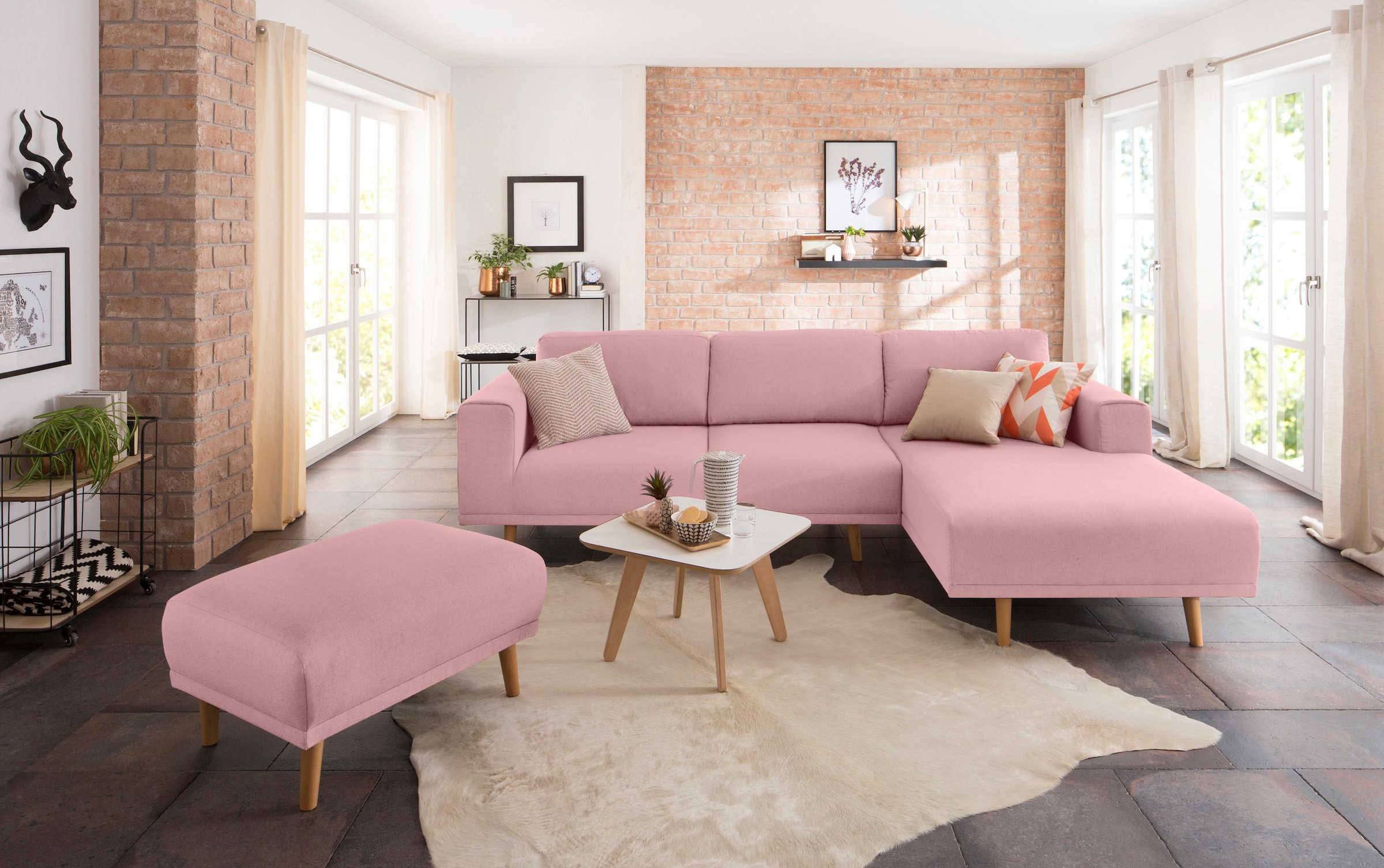 Home affaire Ecksofa »Lasse L-Form«, im scandinavischen Stil mit Holzfüßen