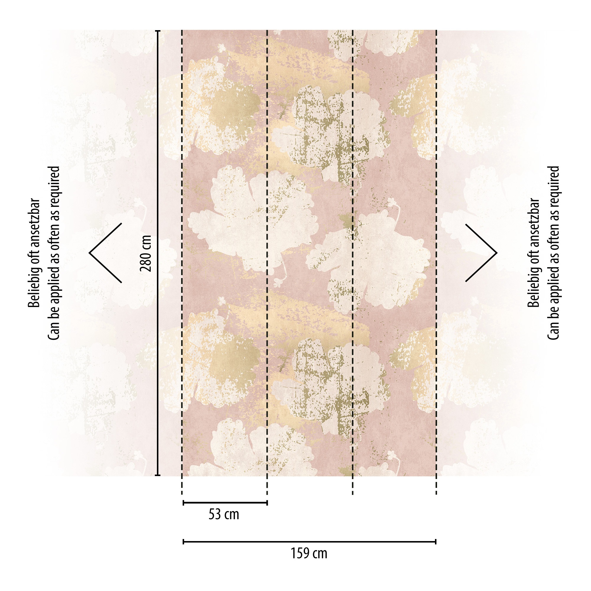 living walls Fototapete »THE WALL III Blumen-Tapete Motivtapete Abstrakt Putzoptik«, matt, Vliestapete Blümchen für Schlafzimmer Küche Wohnzimmer Blumen Design