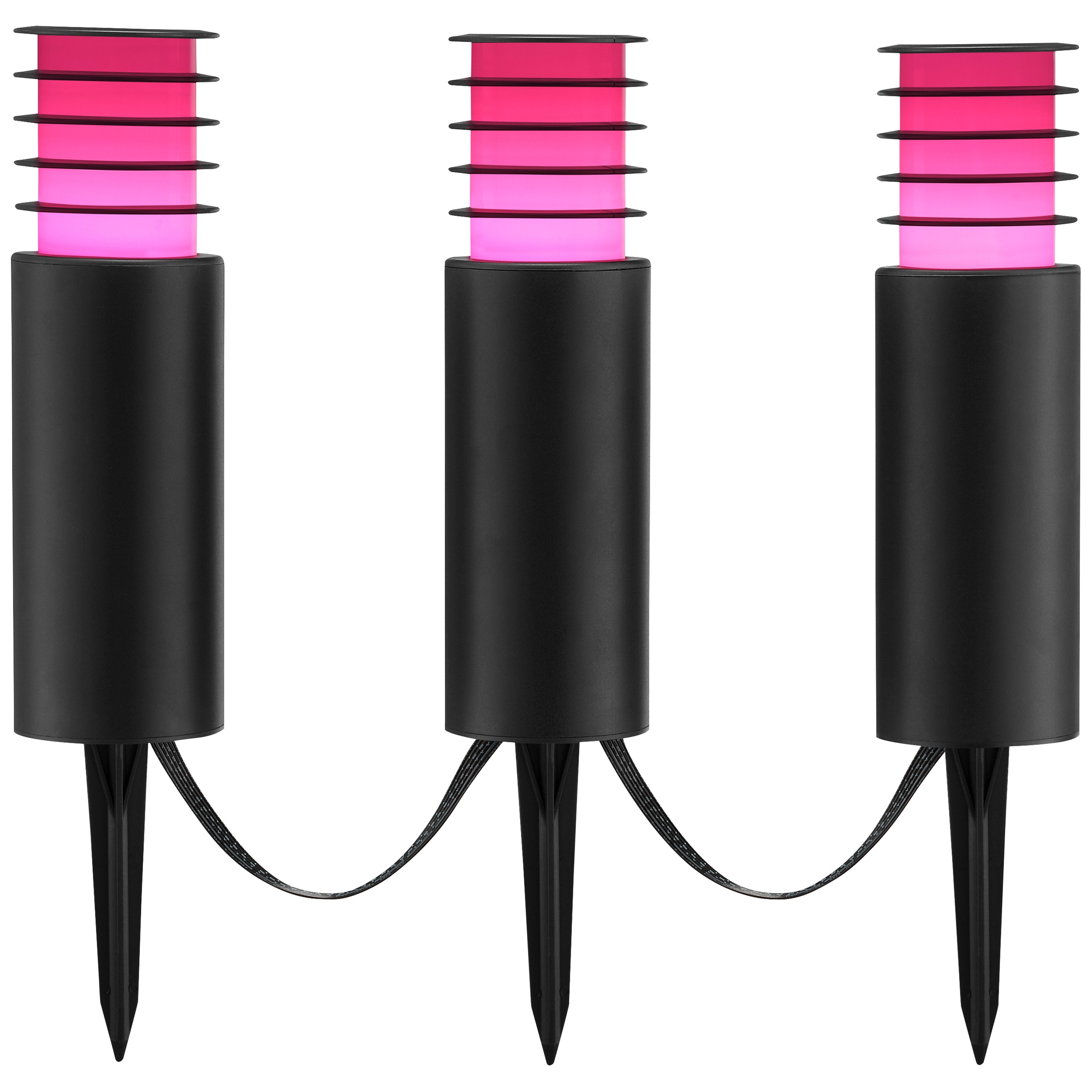 Brilliant LED Gartenleuchte »Carosu« LED-Modul 3 Stk. warmweiß - kaltweiß LED Gartenspieß 3er Set, dimmbar, RGB, CCT, IP44, App steuerbar