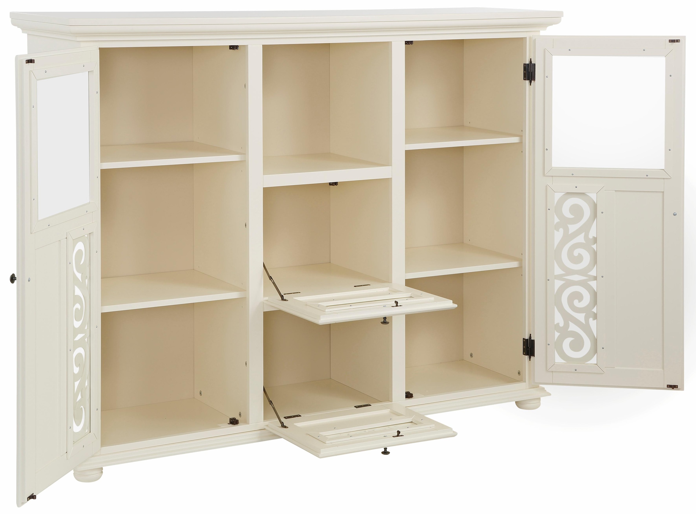 Home affaire Highboard »Arabeske«, Vitrine in Holzoptik, mit Fräsungen auf den Türfronten, Breite 160 cm
