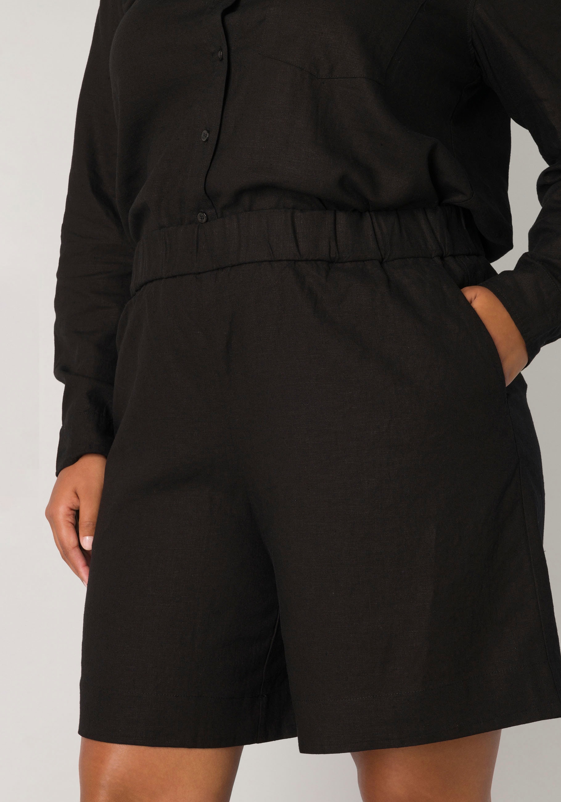 Base Level Curvy Relaxshorts »YARDAN«, Sommerhose aus Leinen und Viskose und mit elastischem Bund