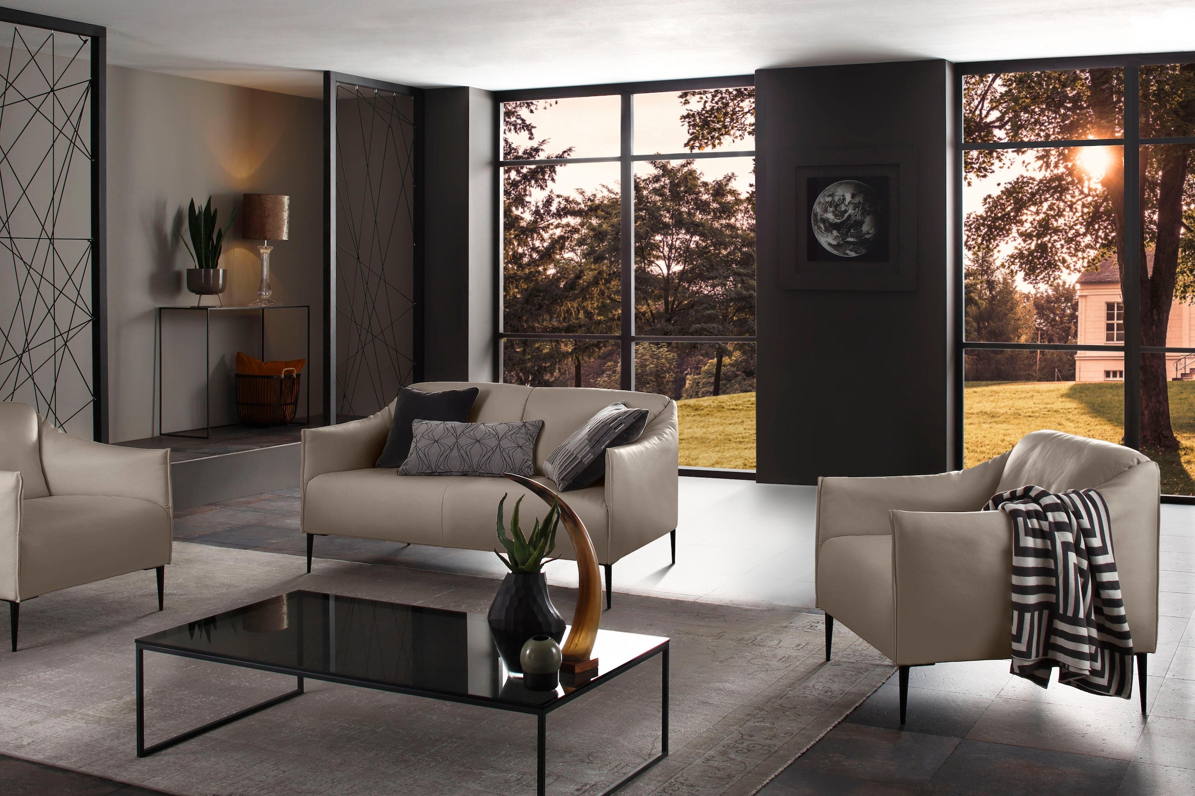 W.SCHILLIG 2-Sitzer »sally« mit Metallfüßen in Schwarz pulverbeschichtet, Breite 154 cm