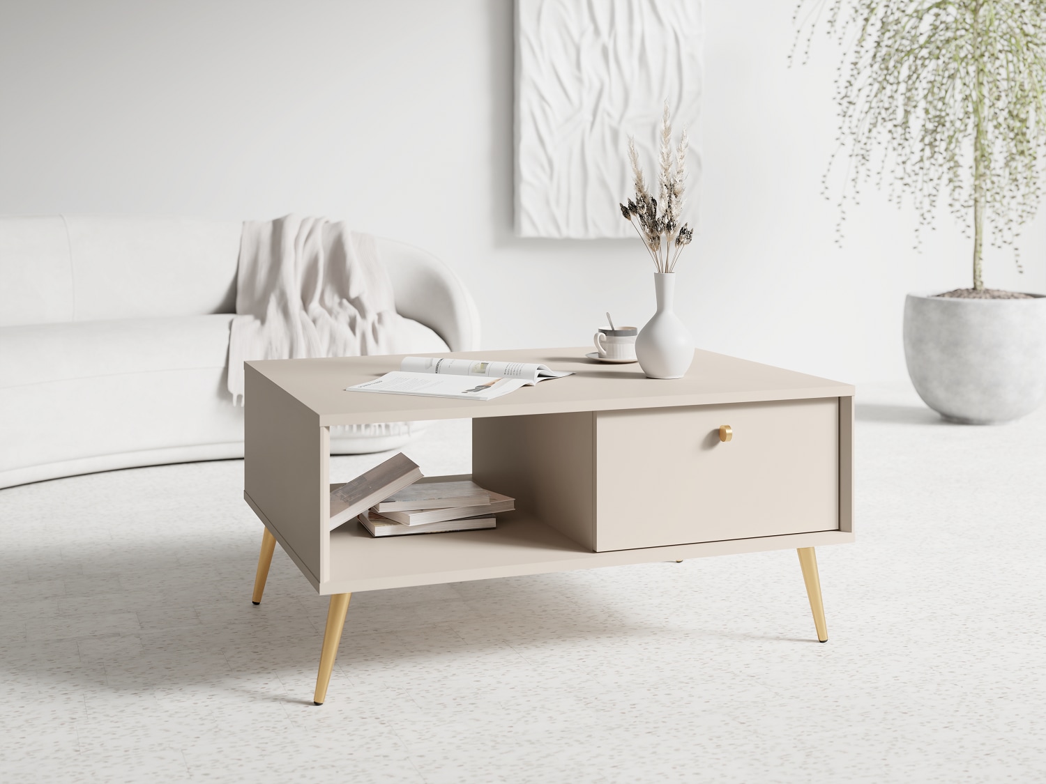 Home affaire Couchtisch »ROMELIS beige Kaffeetisch mit viel Stauraum, 87x66 günstig online kaufen