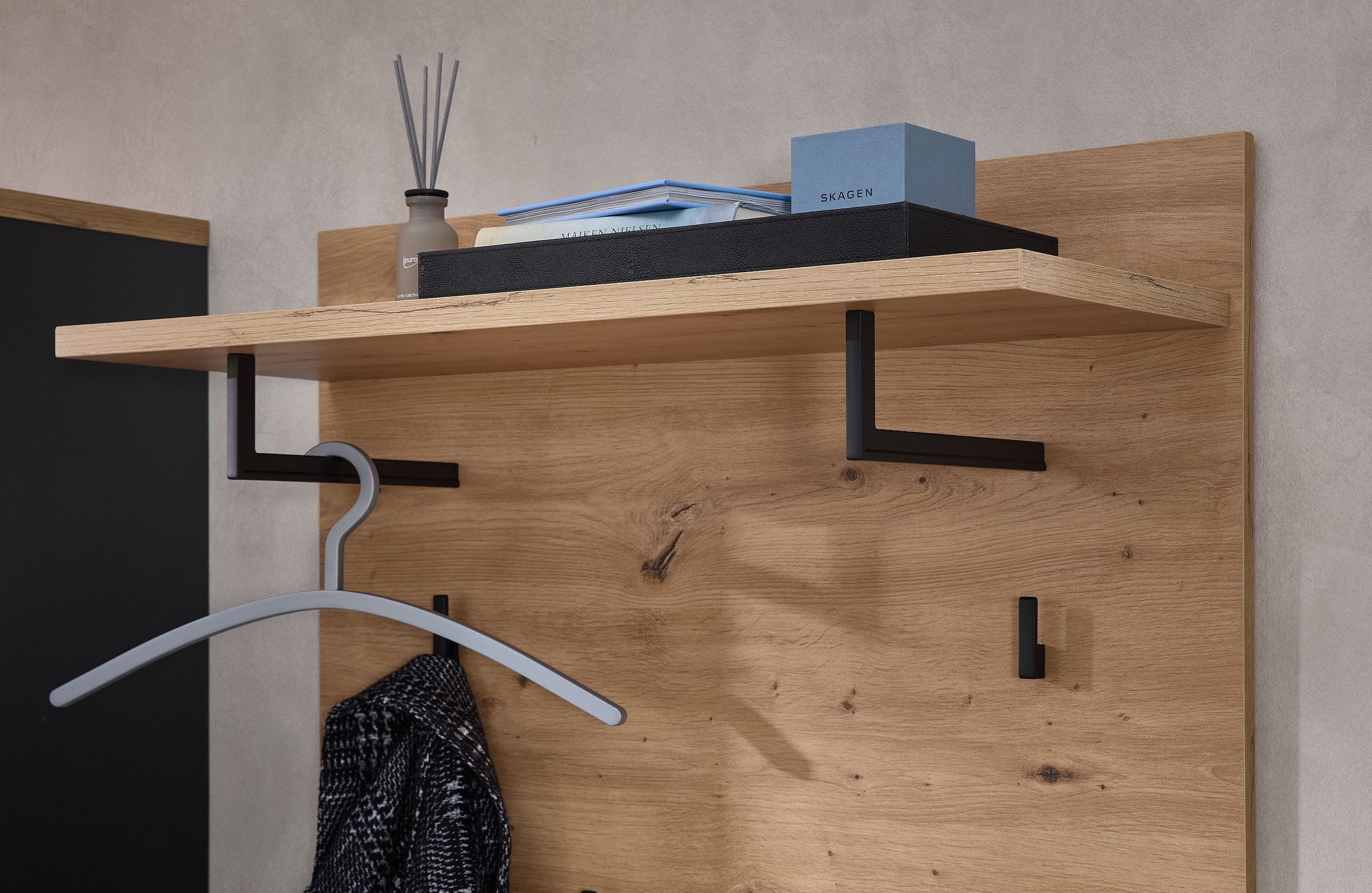 OTTO home Regal »Fargo Garderobenpaneel, 80x100x30cm (B/H/T)« 1 Stk. tlg. 4 Haken, Ablage, Kleiderstange