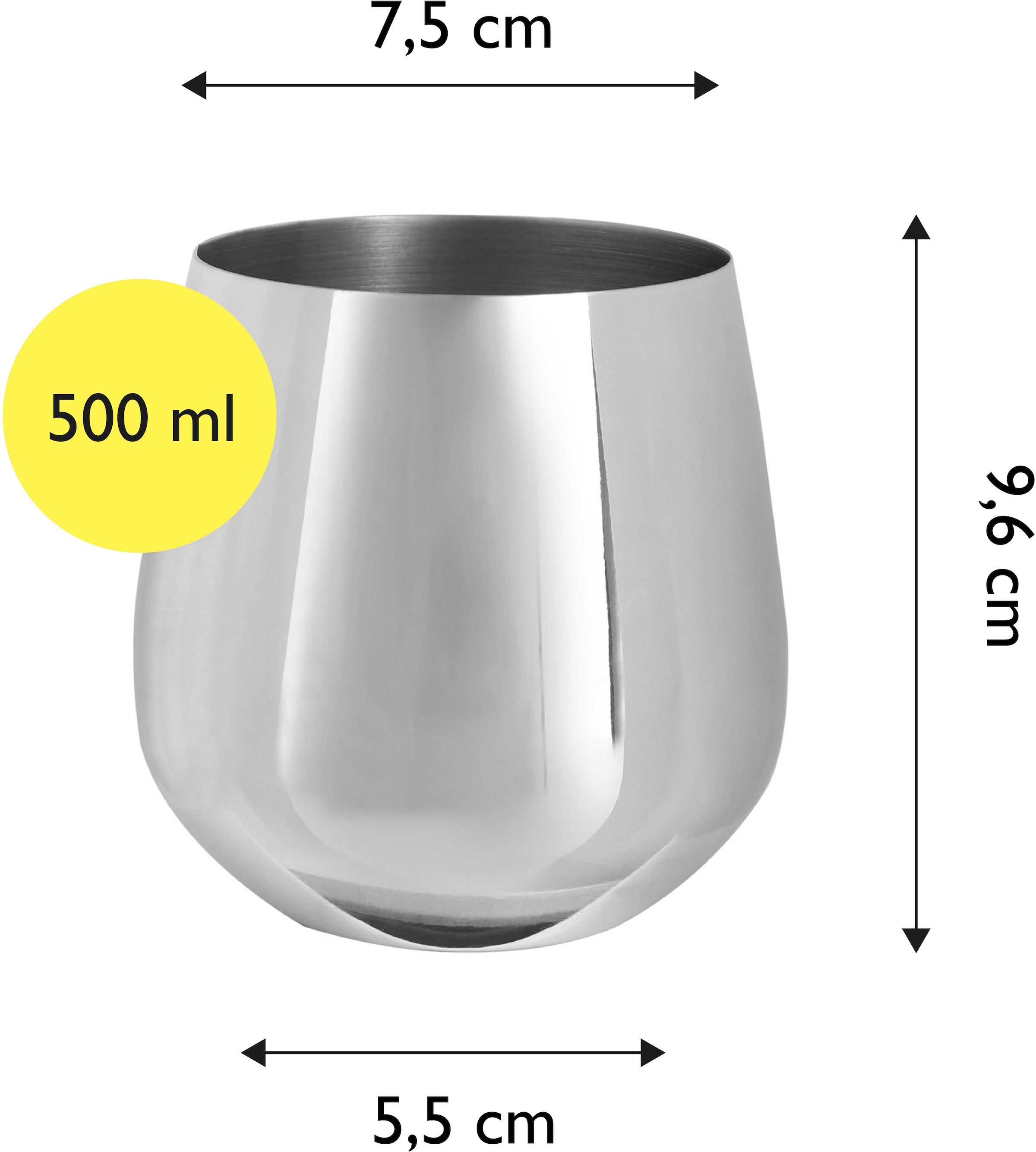 ECHTWERK Weinglas (Wein & Wasserkelch-Set), 500 ml, bruchsicher, stiellos, 10 x 9,5 cm