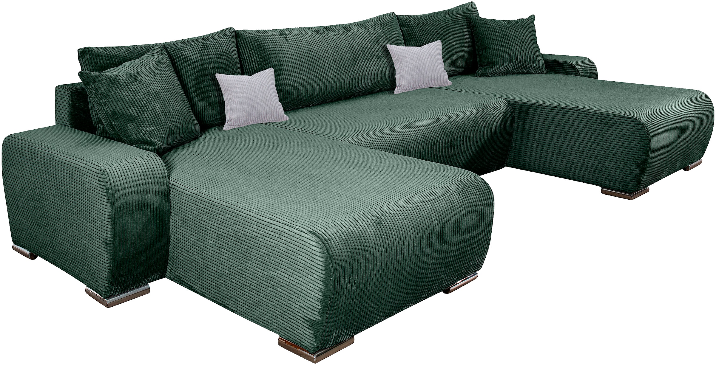 COLLECTION AB Wohnlandschaft »Paola U-Form«, mit Schlaffunktion, Stauraum, Zierkissen und Bonnellfederkern, Cord