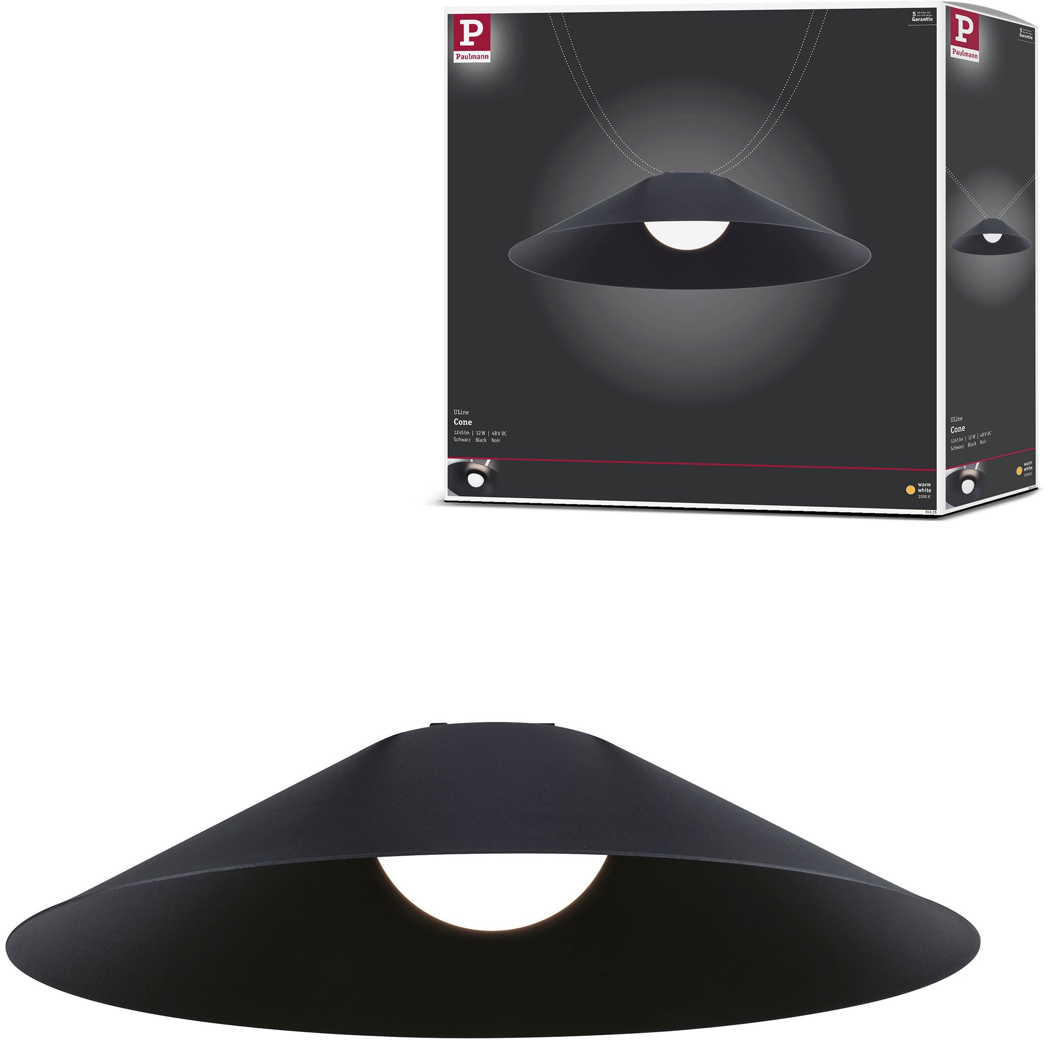 Paulmann Hängeleuchte »ULine Pendelleuchte Cone 350mm 12W Schwarz«, 1 flamm günstig online kaufen