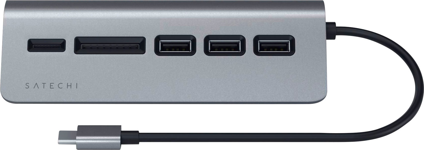 Satechi USB-Adapter »Type-C Aluminum USB Hub & Card Reader«, USB 3.0 Typ A zu USB Typ C