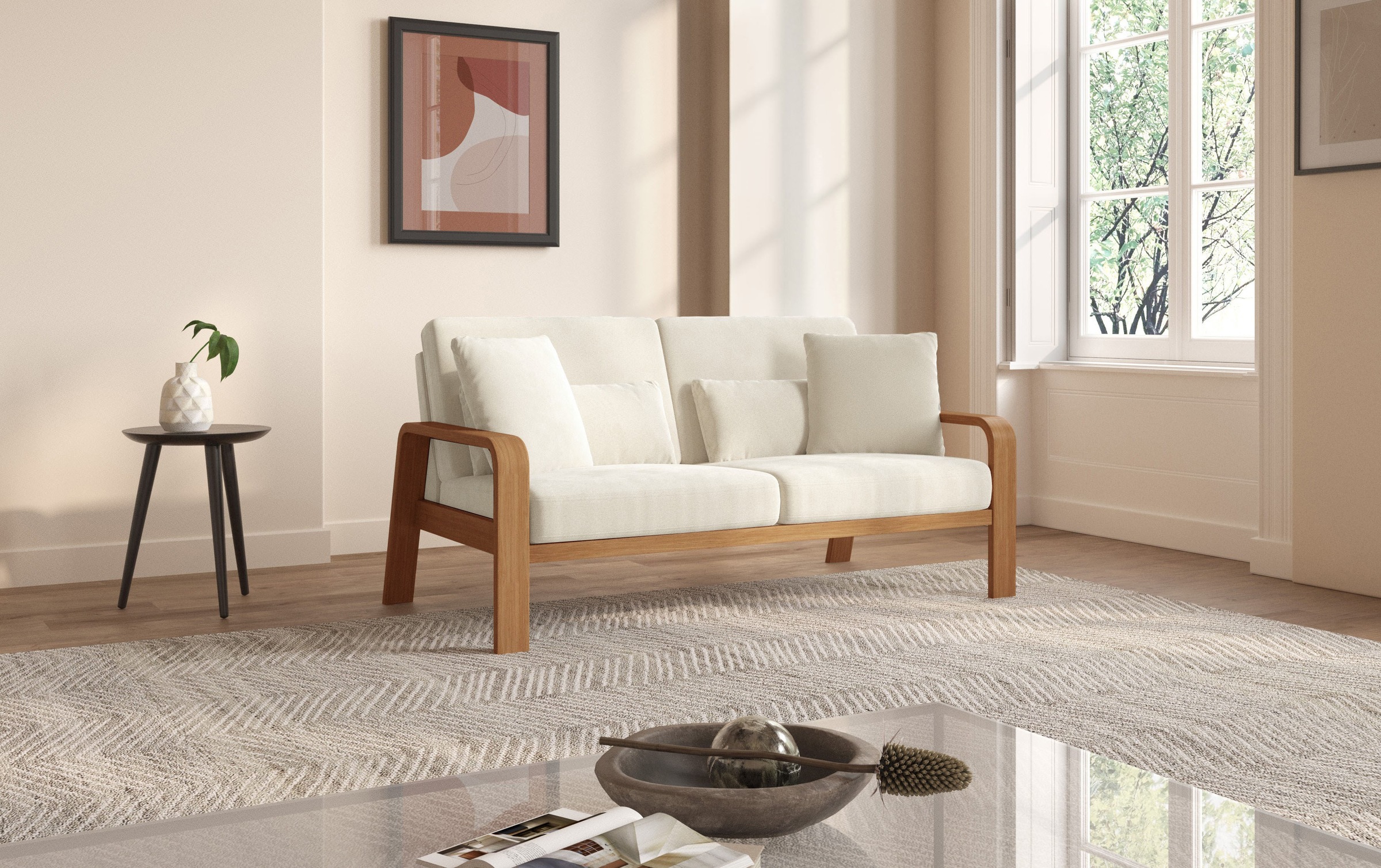 sit&more 2,5-Sitzer "Kolding" Armlehnen aus Buchenholz in natur, verschiede günstig online kaufen