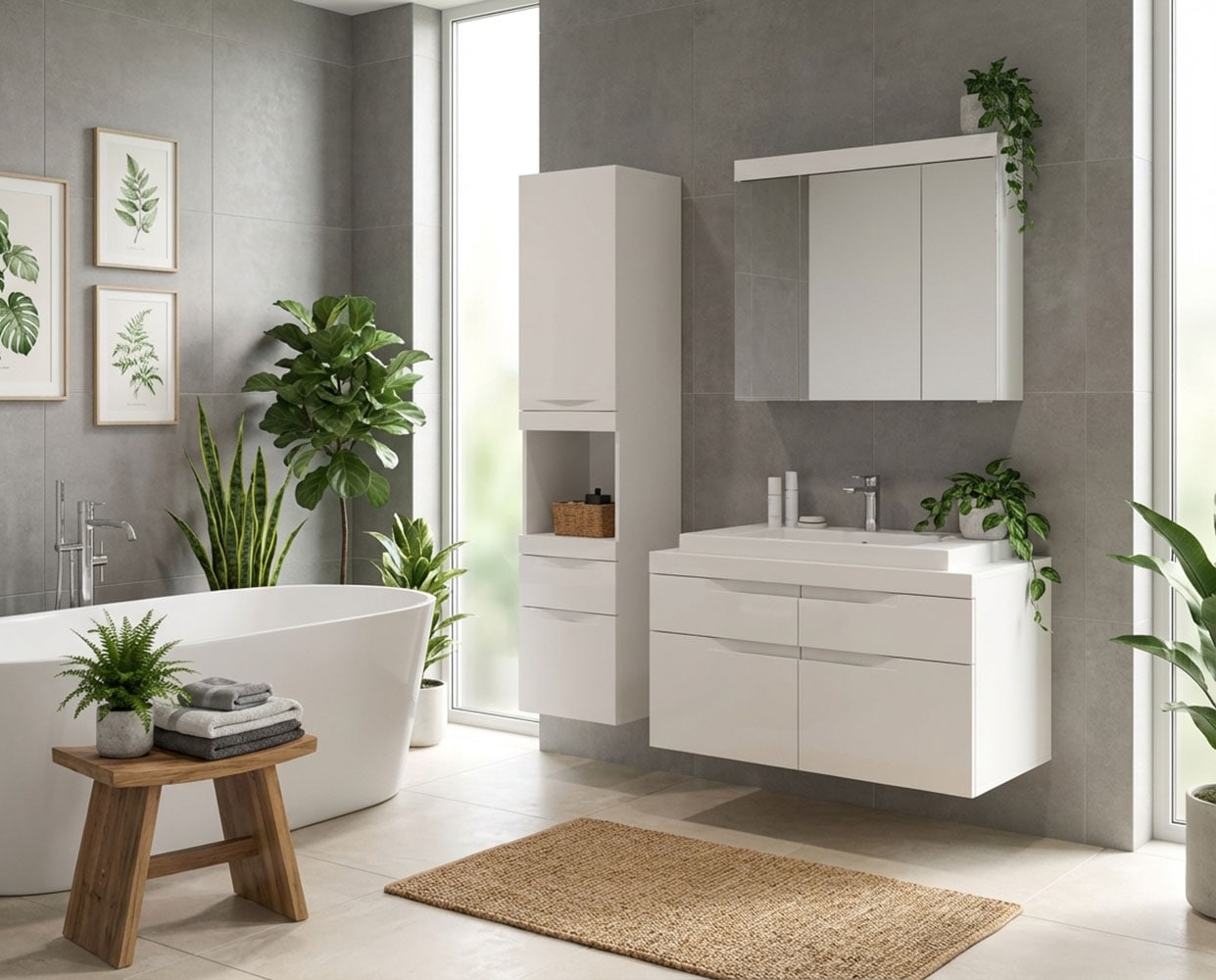 OTTO home Badmöbel-Set »MAOI, 3-tlg. Badkombi, hochwertige MDF Front, optional mit Beleuchtung«