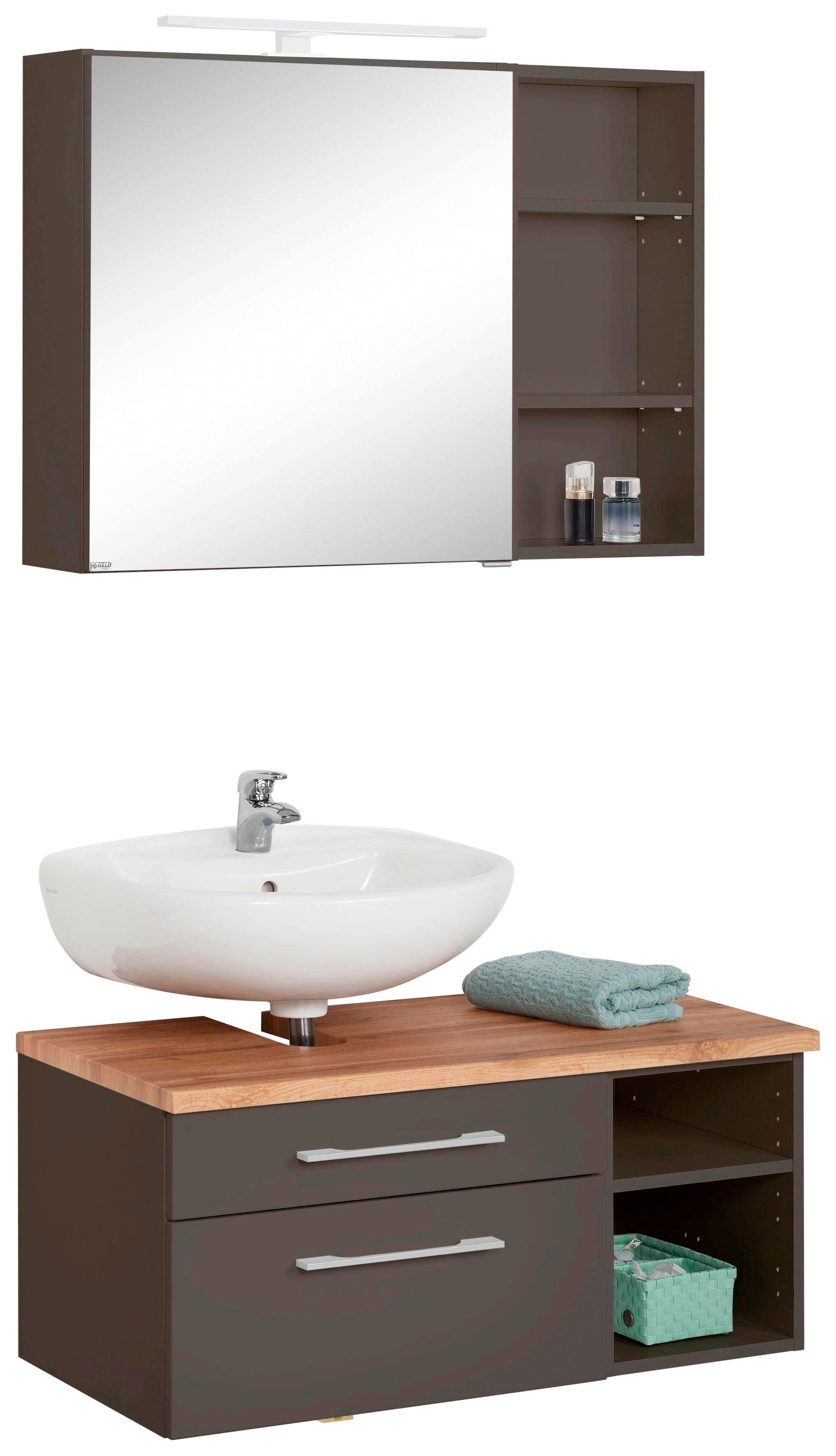 welltime Badmöbel-Set »Davos« 3 Stk. tlg. mit LED-Beleuchtung, Hängeschrank günstig online kaufen