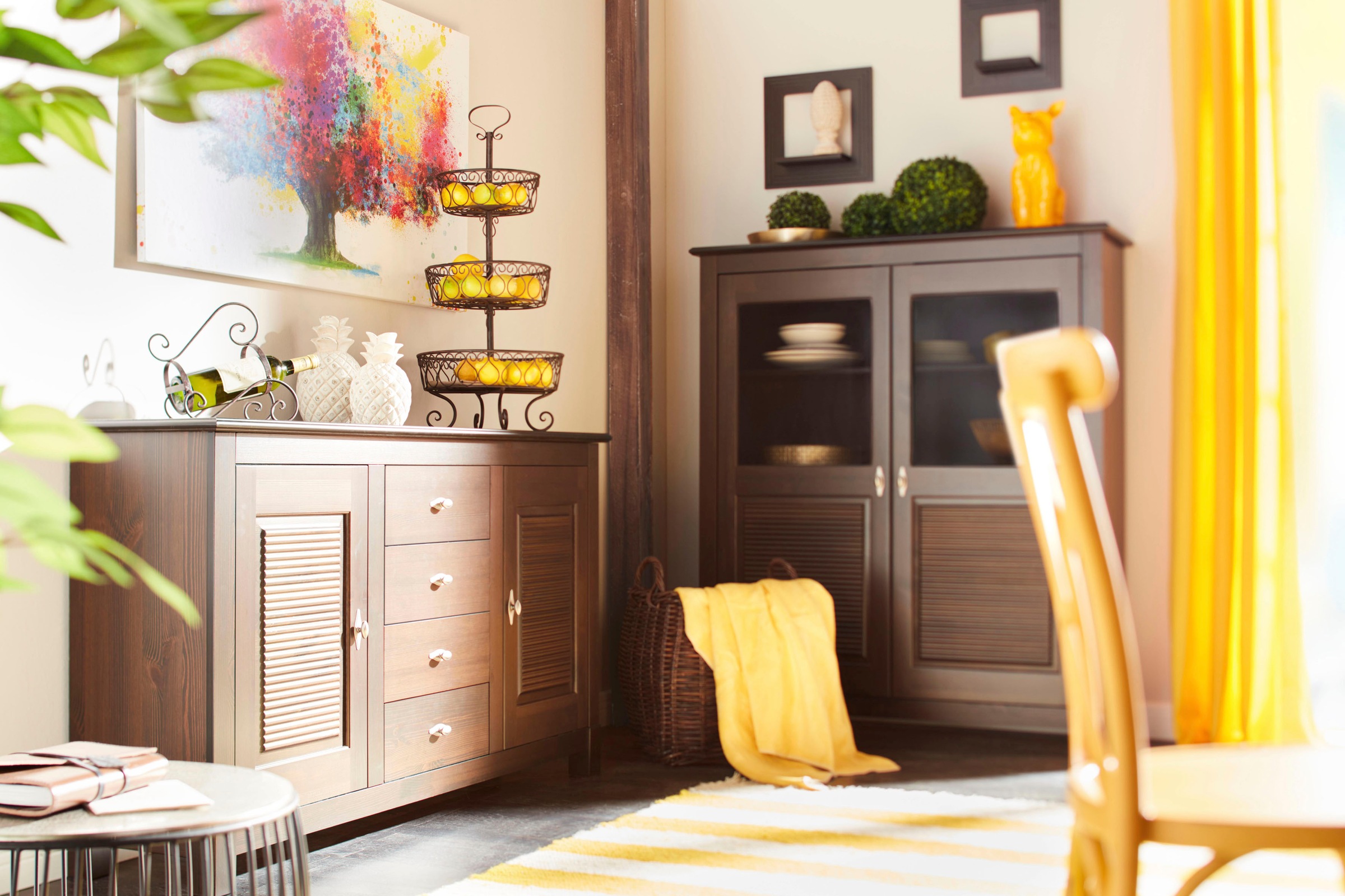 Home affaire Highboard »Rauna« Vitrine, Breite 111,6 cm, aus massiver Kiefe günstig online kaufen